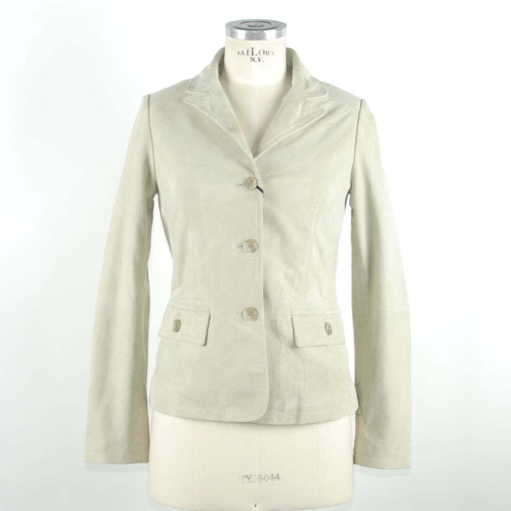 Emilio Romanelli White Leather Jackets & Coat
