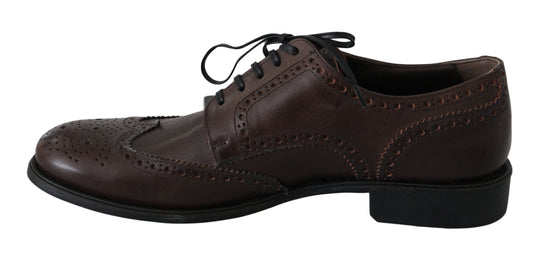 Dolce & Gabbana Brown Leather Brogue Derby Dress Shoes