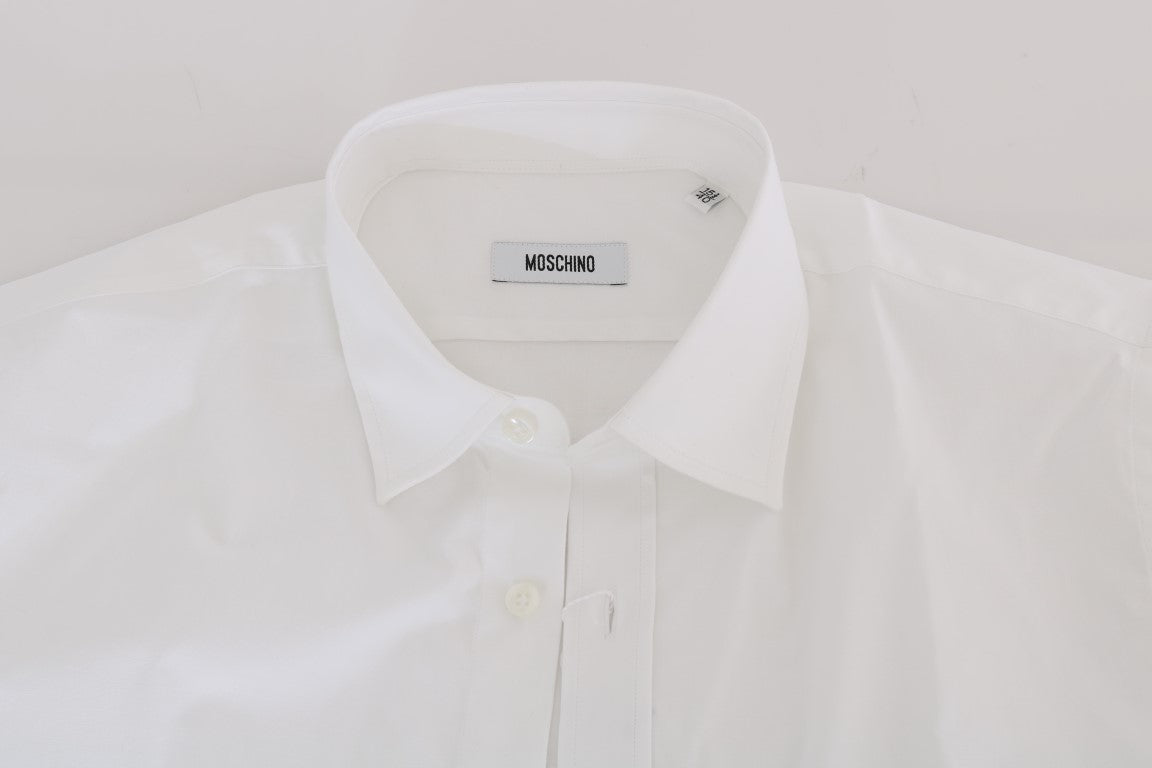 White Cotton Stretch Slim Fit Dress Shirt