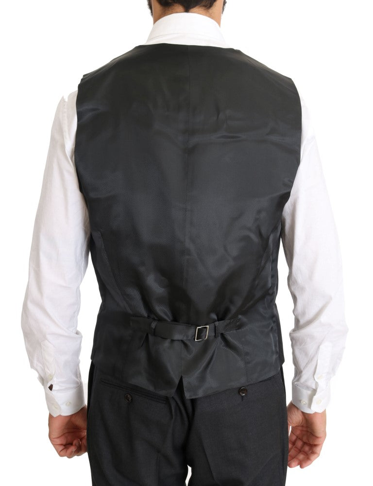 Gray Wool Silk Double Breasted Slim Suit