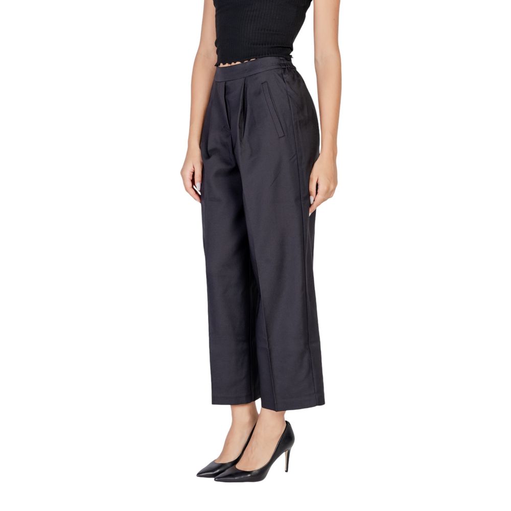 ICHI Black Polyester Casual Pants