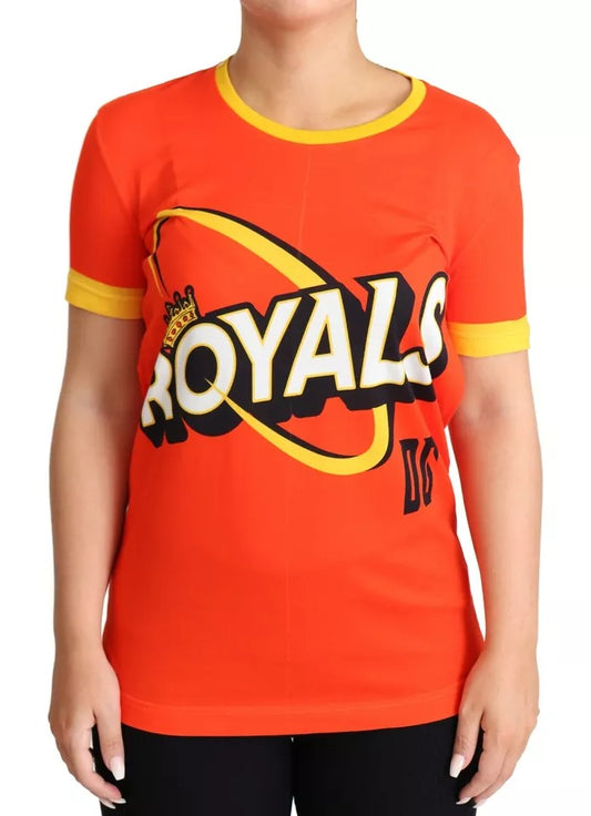 Dolce & Gabbana Orange Royals Print Round Neck T-shirt