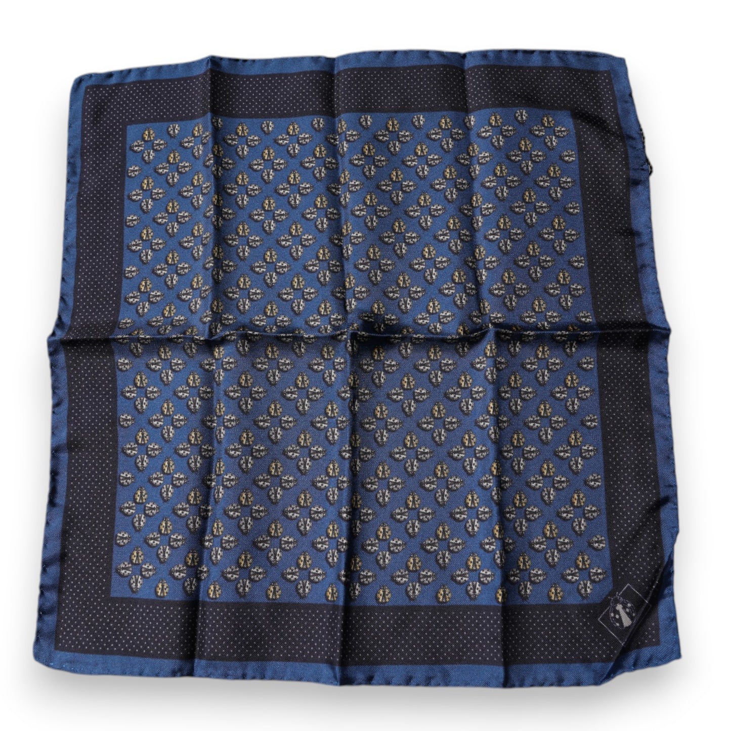 Dolce & Gabbana Blue Lady Bug Silk Square Handkerchief Scarf