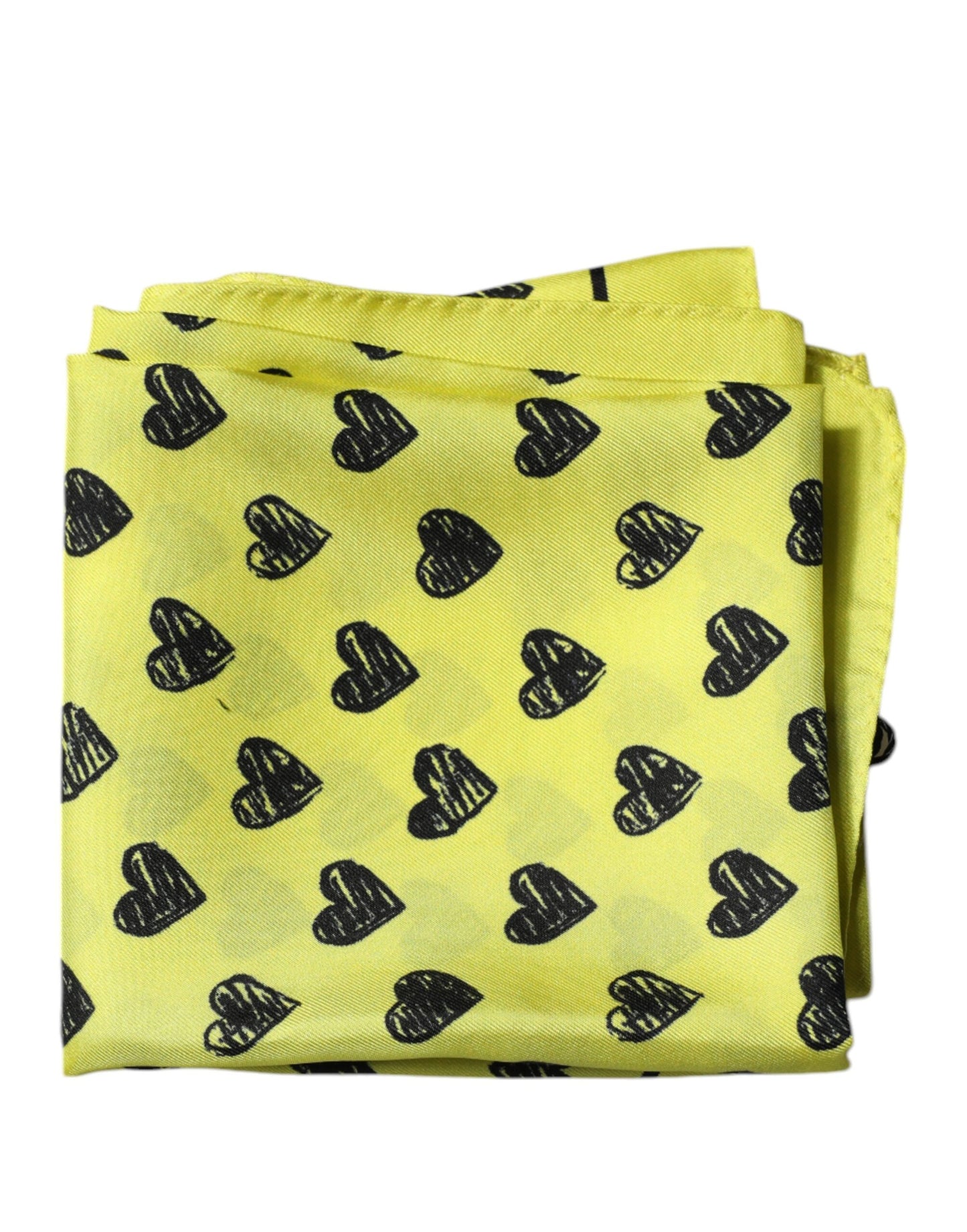 Yellow Hearts Silk Square Bandana Scarf