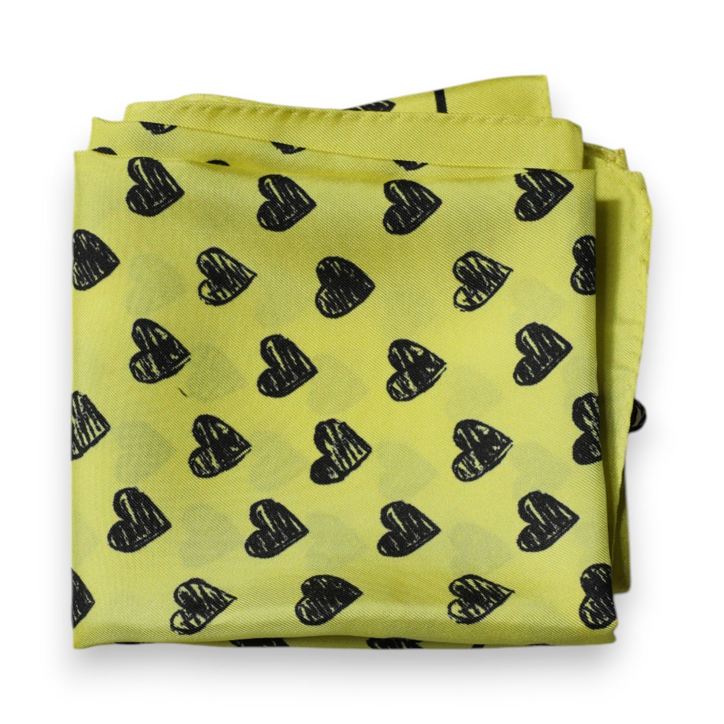 Yellow Hearts Silk Square Bandana Scarf