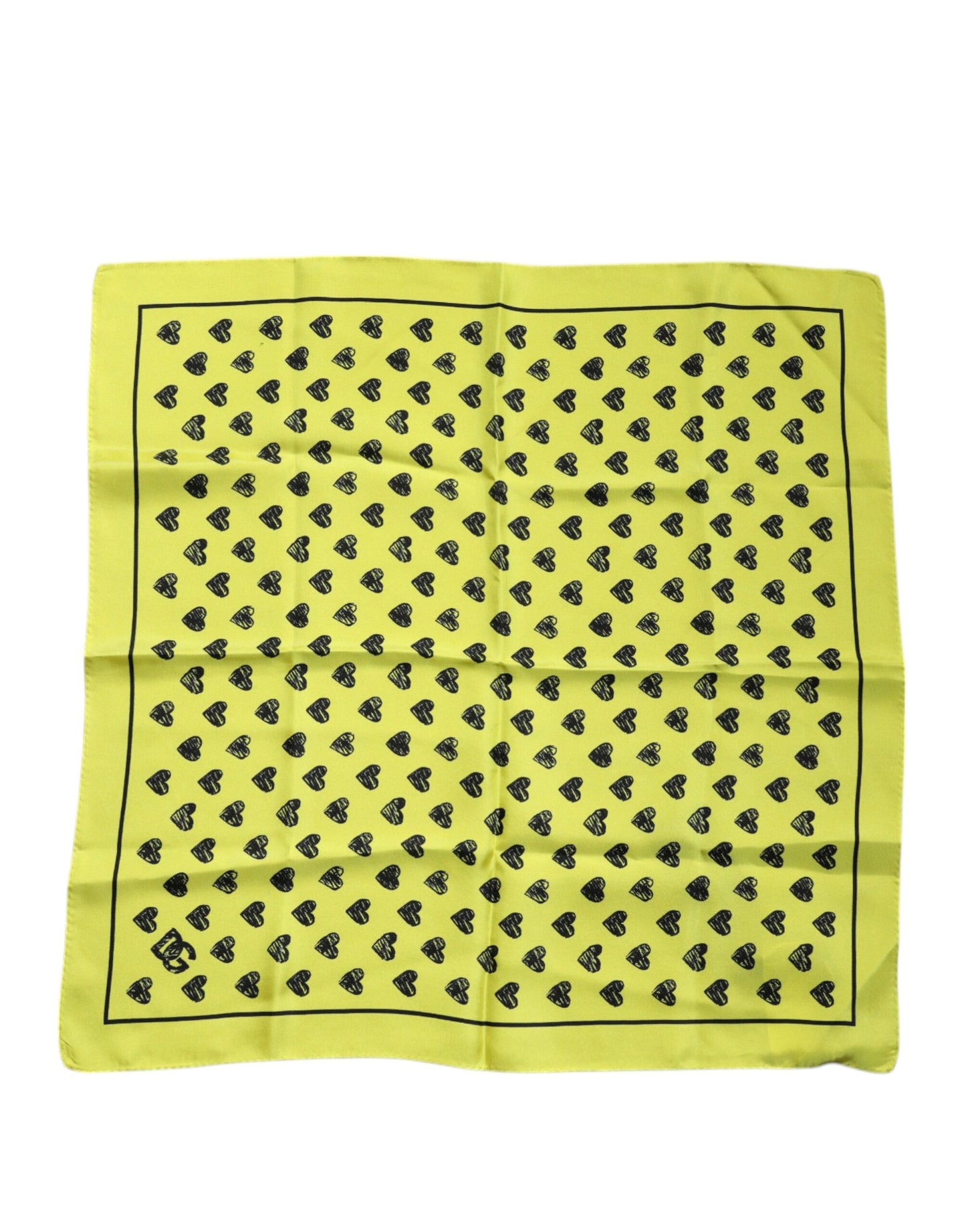 Yellow Hearts Silk Square Bandana Scarf