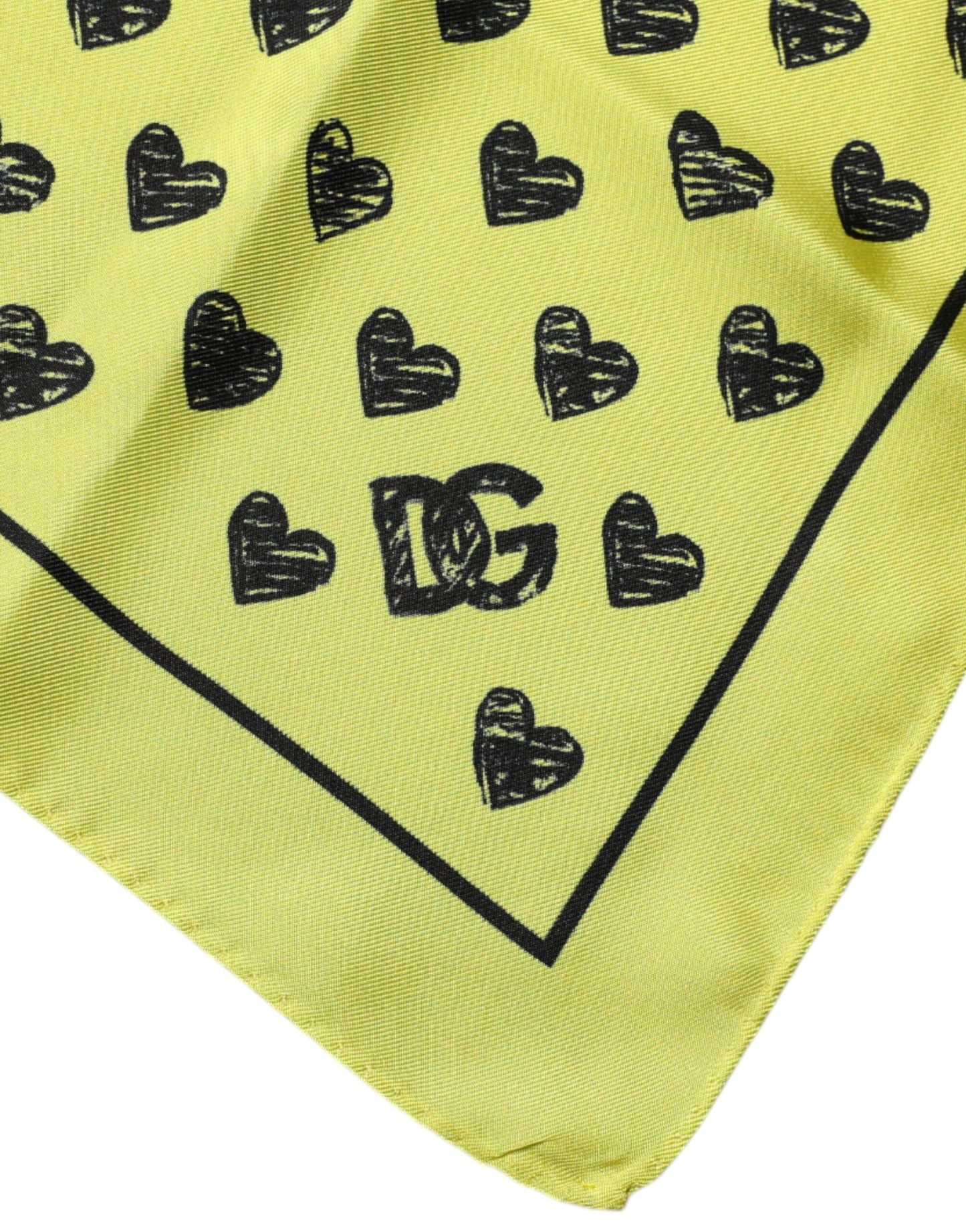 Yellow Hearts Silk Square Bandana Scarf
