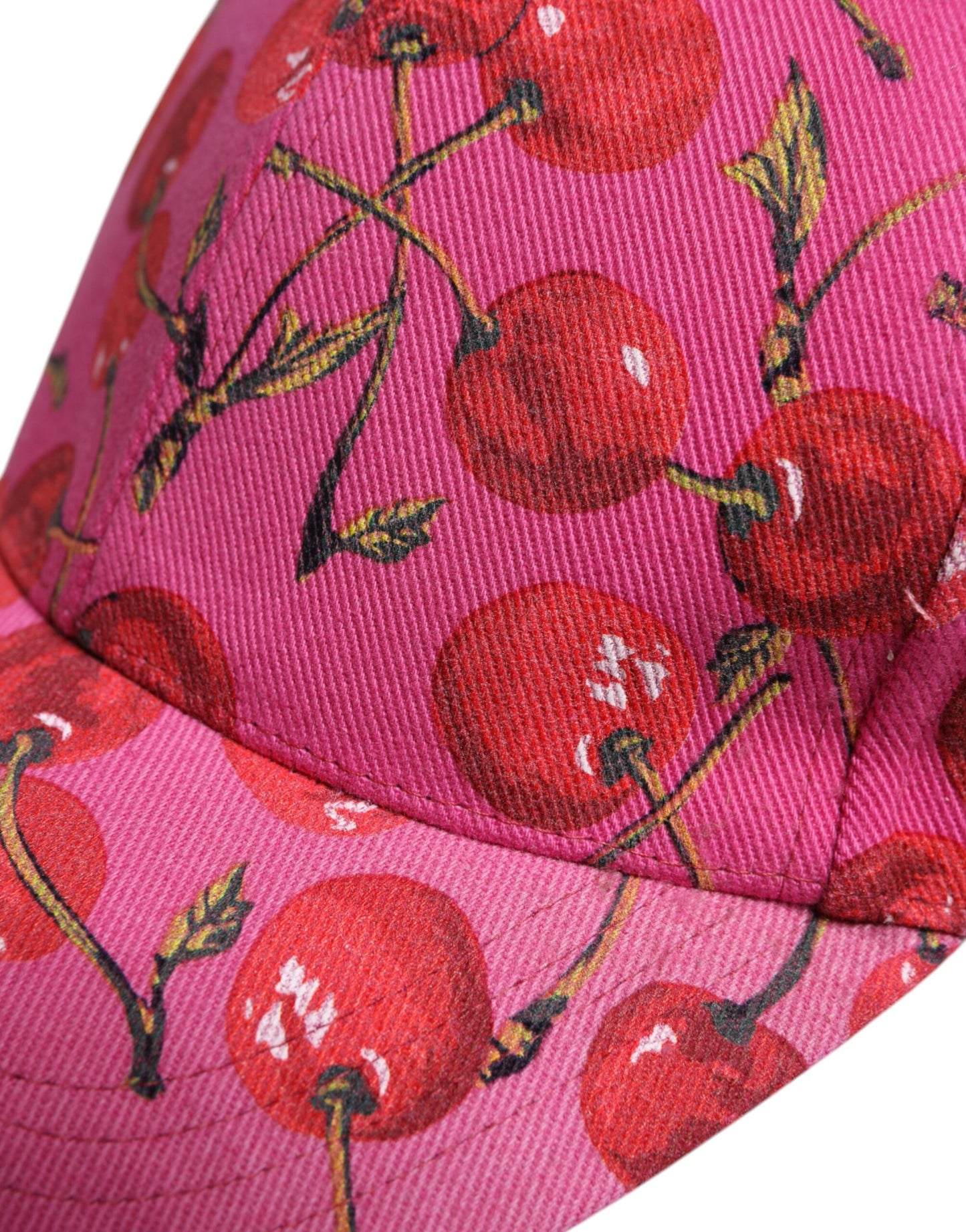 Pink Cherry Print Cotton Baseball Cap