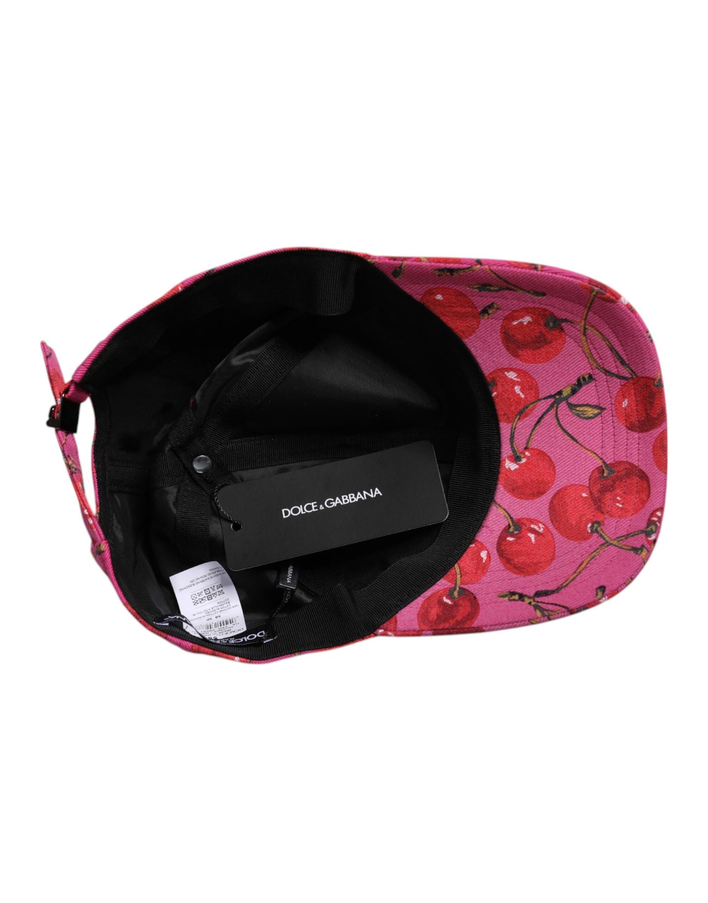 Pink Cherry Print Cotton Baseball Cap