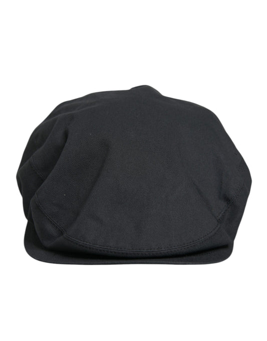 Black Cotton Newsboy Capello Cabbie Hat
