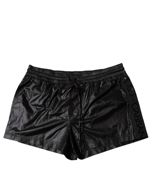Black Polyester Beachwear Shorts Swimwear