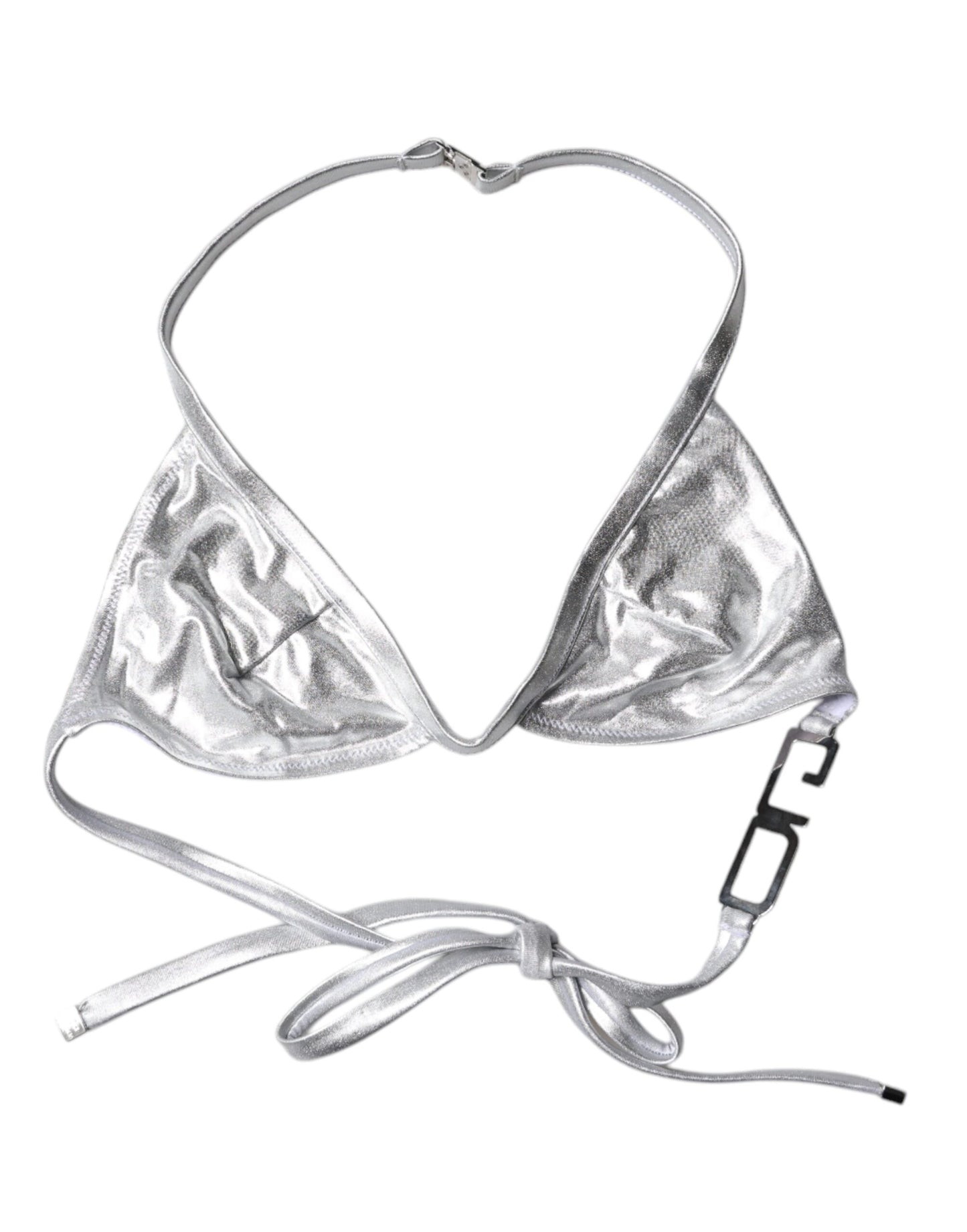 Silver Logo Halter Beachwear Bikini Top Swimwear