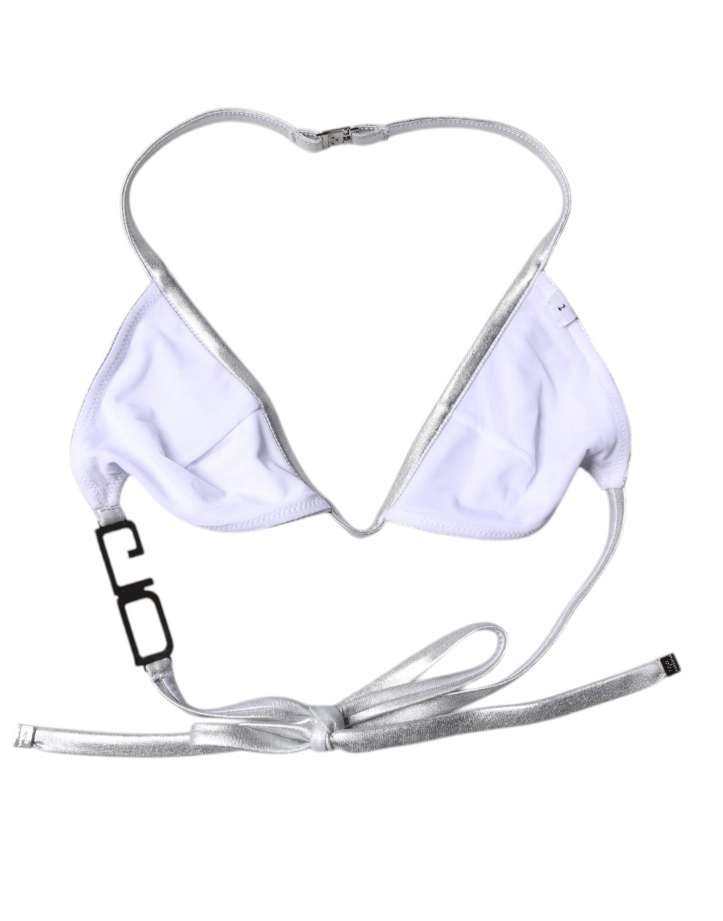 Silver Logo Halter Beachwear Bikini Top Swimwear