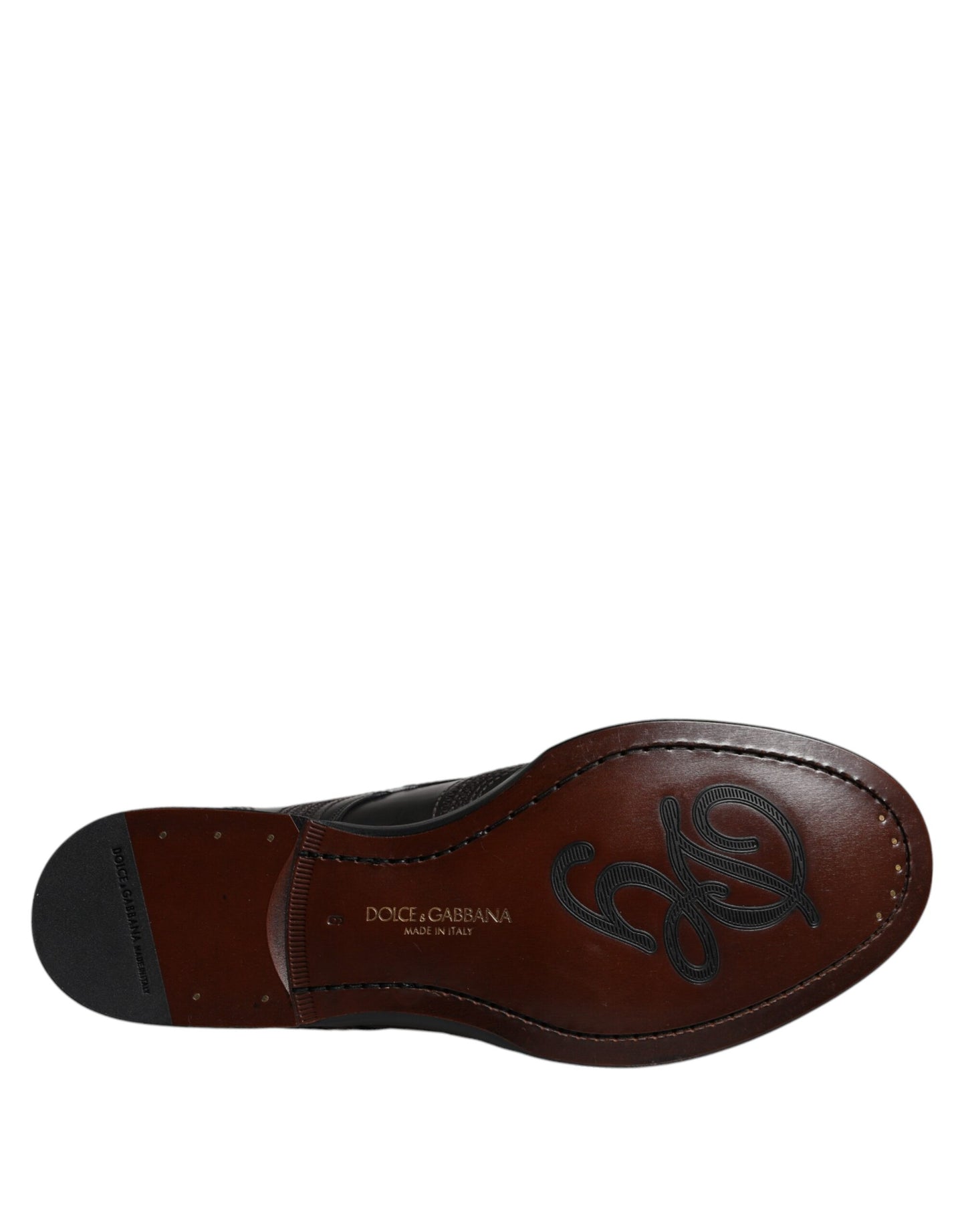 Dolce & Gabbana Black Embroidered Classic Leather Derby Dress Shoes