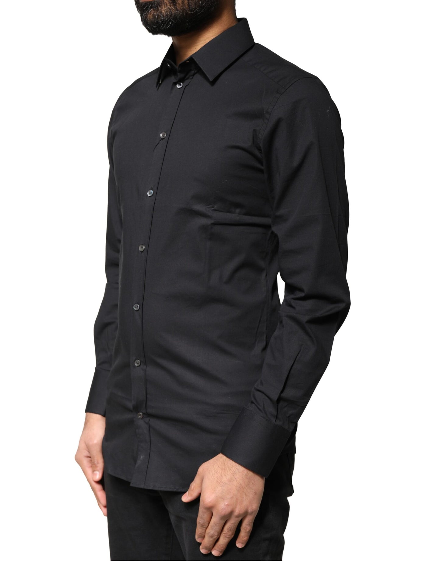 Black Cotton GOLD Long Sleeves Dress Shirt