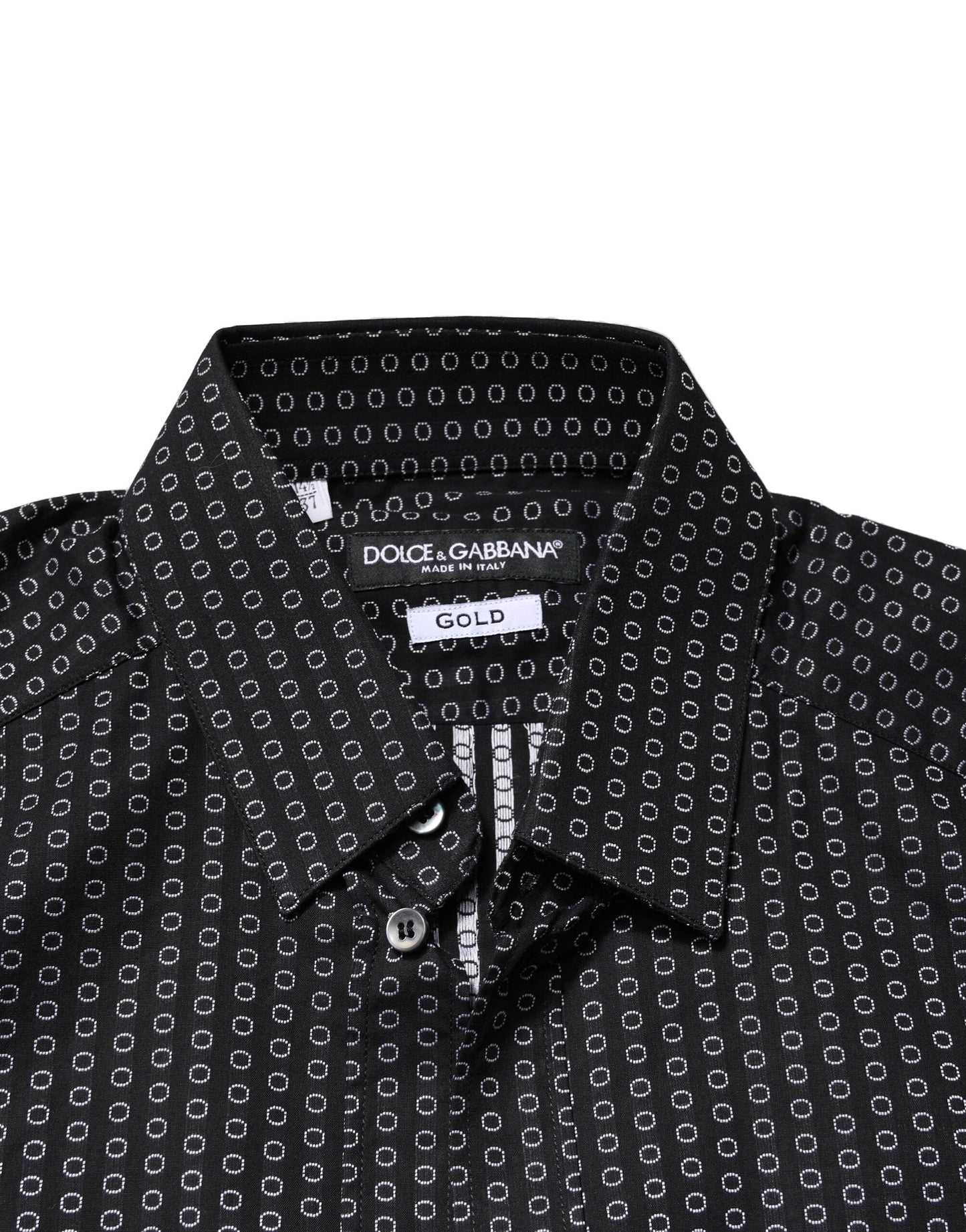 Dolce & Gabbana Black GOLD Patterned Cotton Men Dress Shirt
