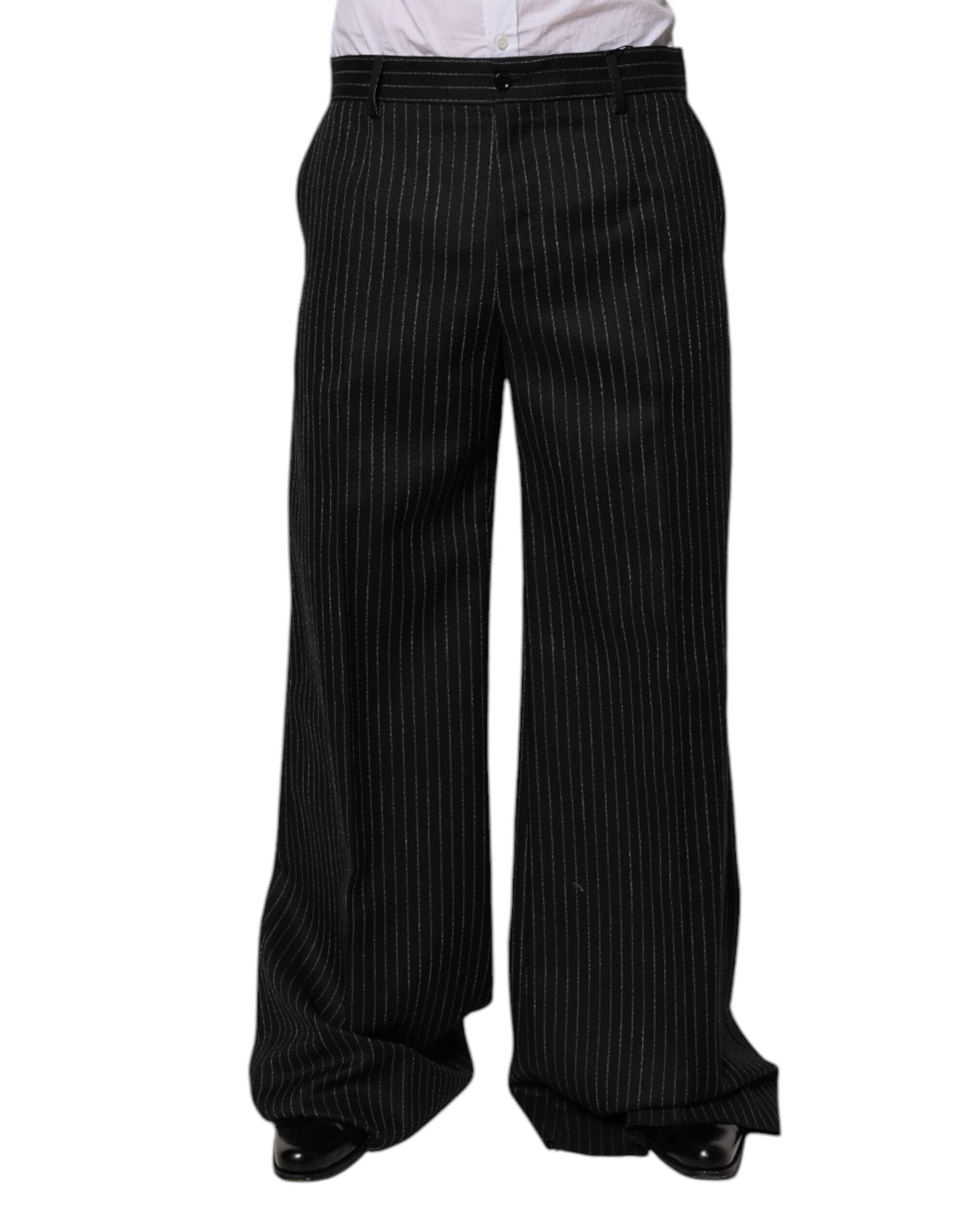 Black Stripes Wide Leg Formal Men Dress Pants