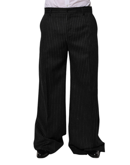 Black Stripes Wide Leg Formal Men Dress Pants