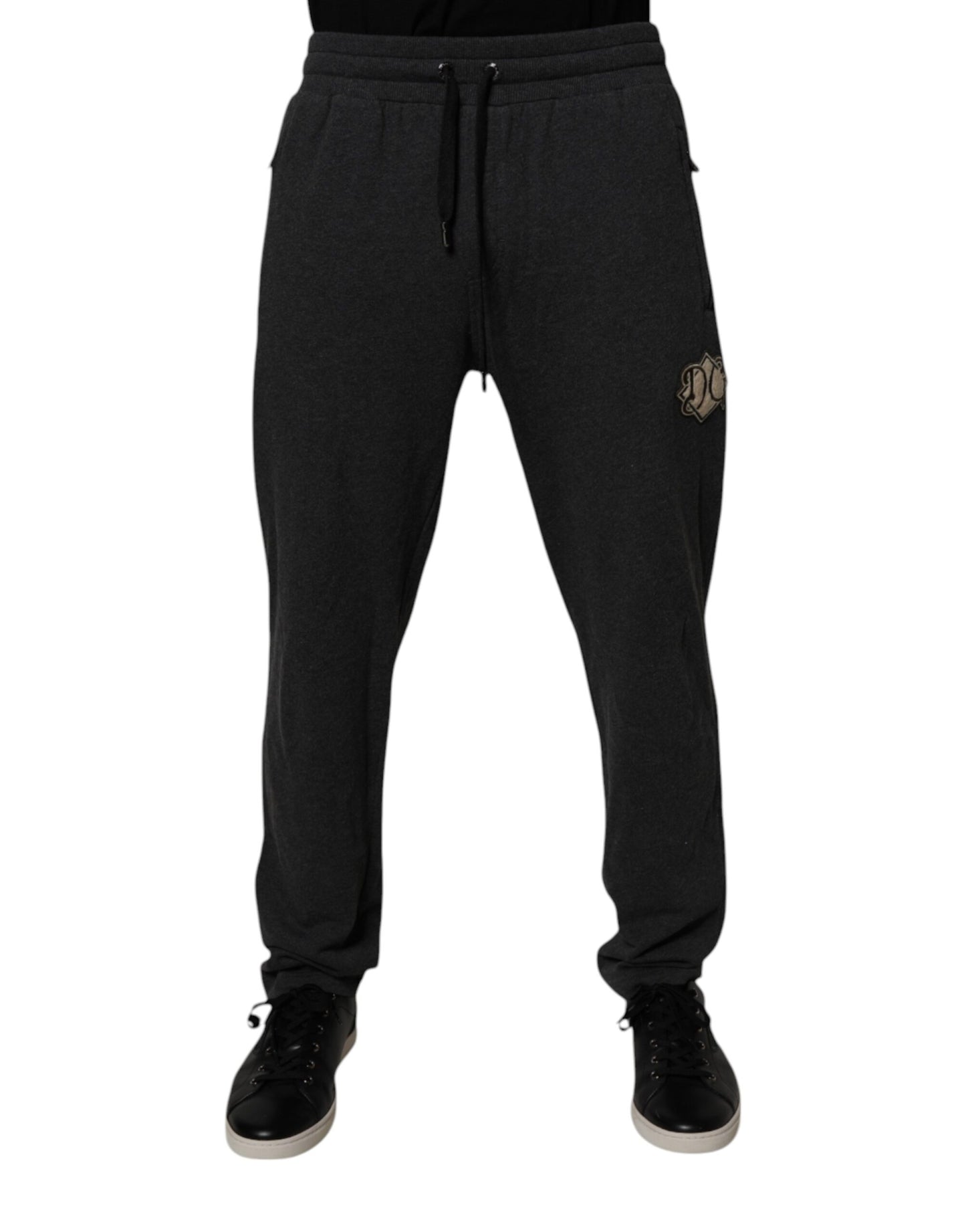 Dolce & Gabbana Dark Gray Logo Cotton Jogger Sweatpants Pants