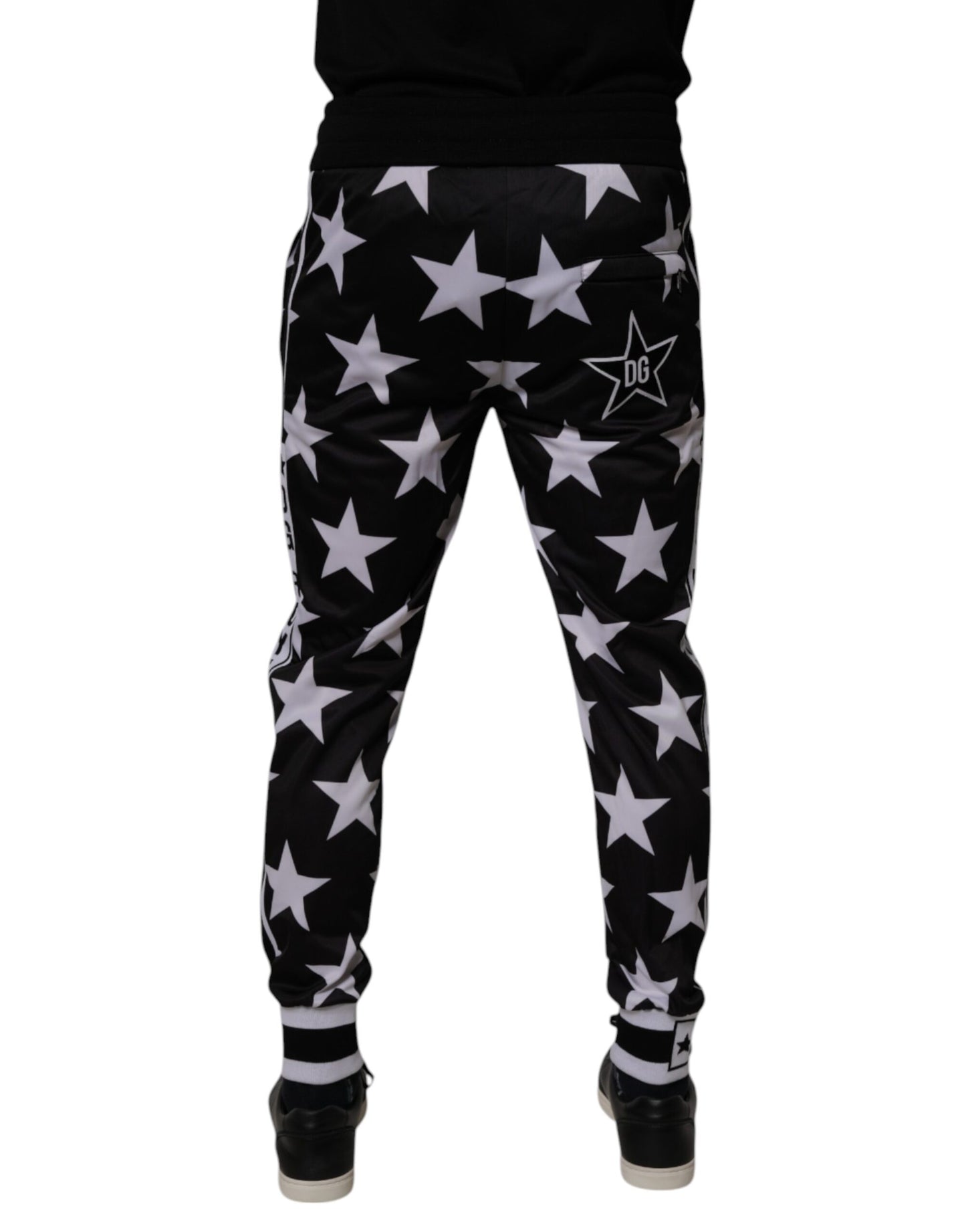 Dolce & Gabbana Black White Stars Jogger Men Sweatpants Pants