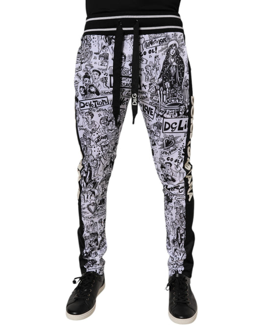 White Graffiti Polyester Jogger Men Sweatpants Pants
