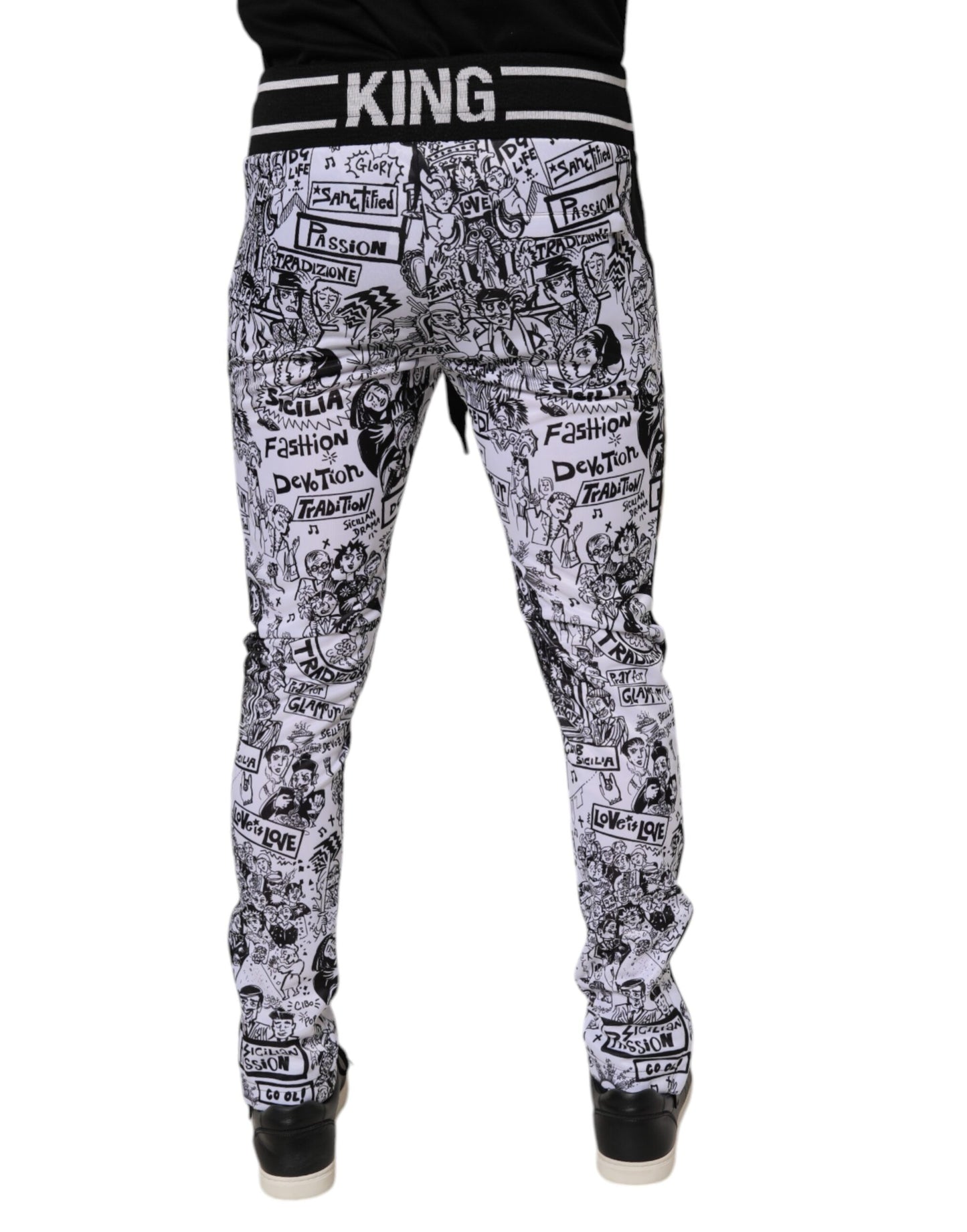 White Graffiti Polyester Jogger Men Sweatpants Pants