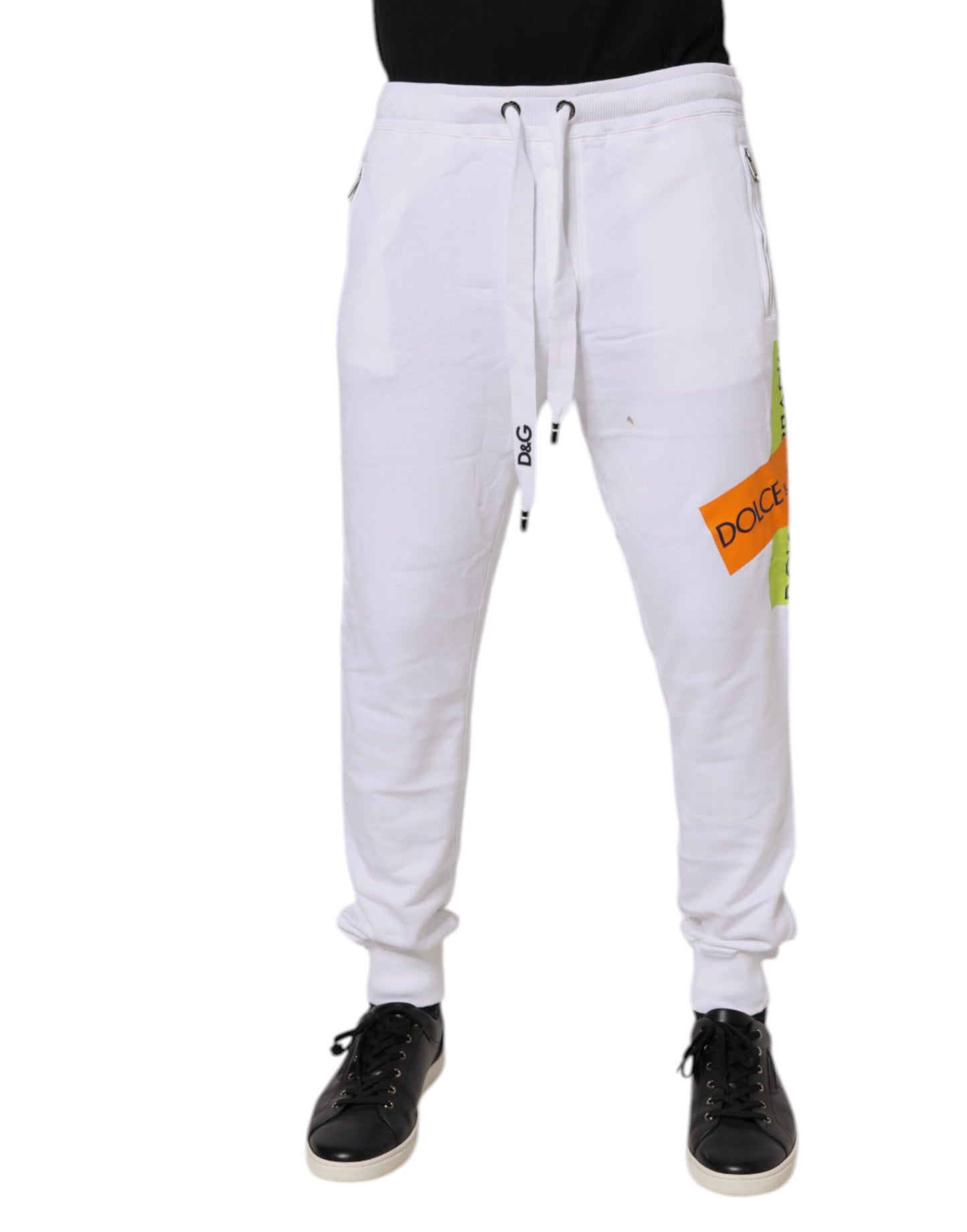 White Logo Tape Jogger Cotton Sweatpants Pants