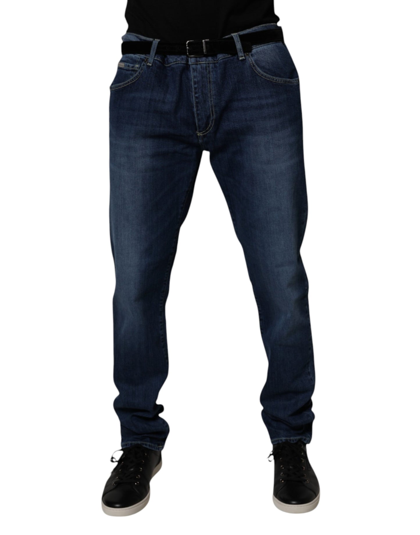 Blue Washed Cotton Stretch Skinny Denim Jeans