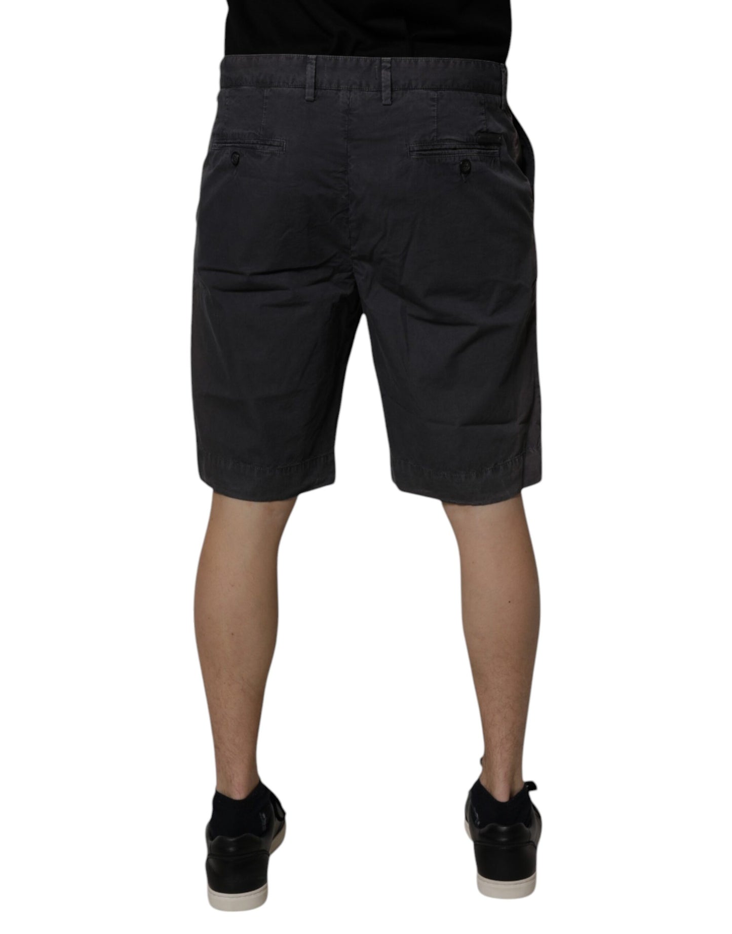 Dolce & Gabbana Dark Gray Cotton Mid Waist Men Bermuda Shorts