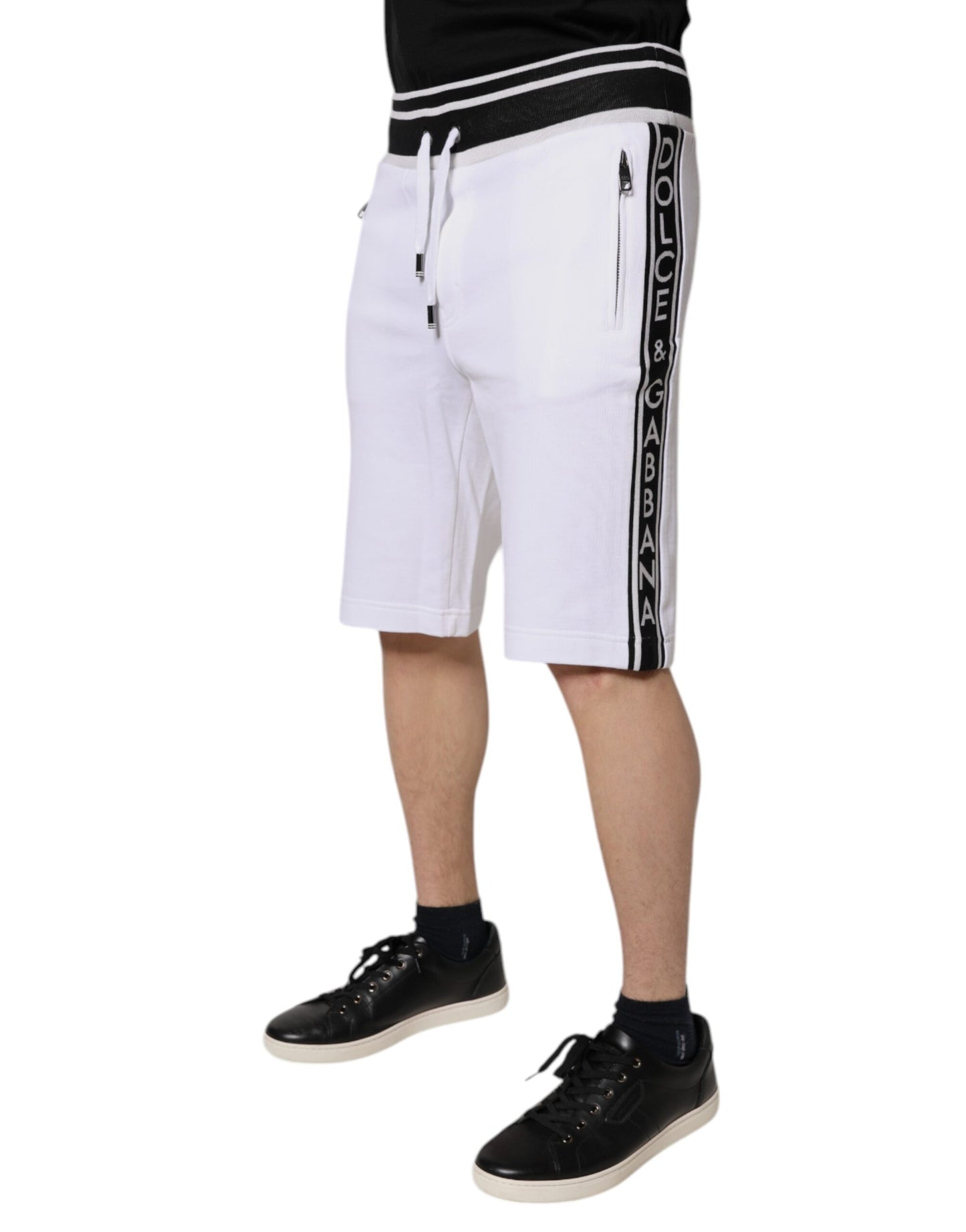 Dolce & Gabbana White King Cotton Bermuda Sweatshorts Shorts