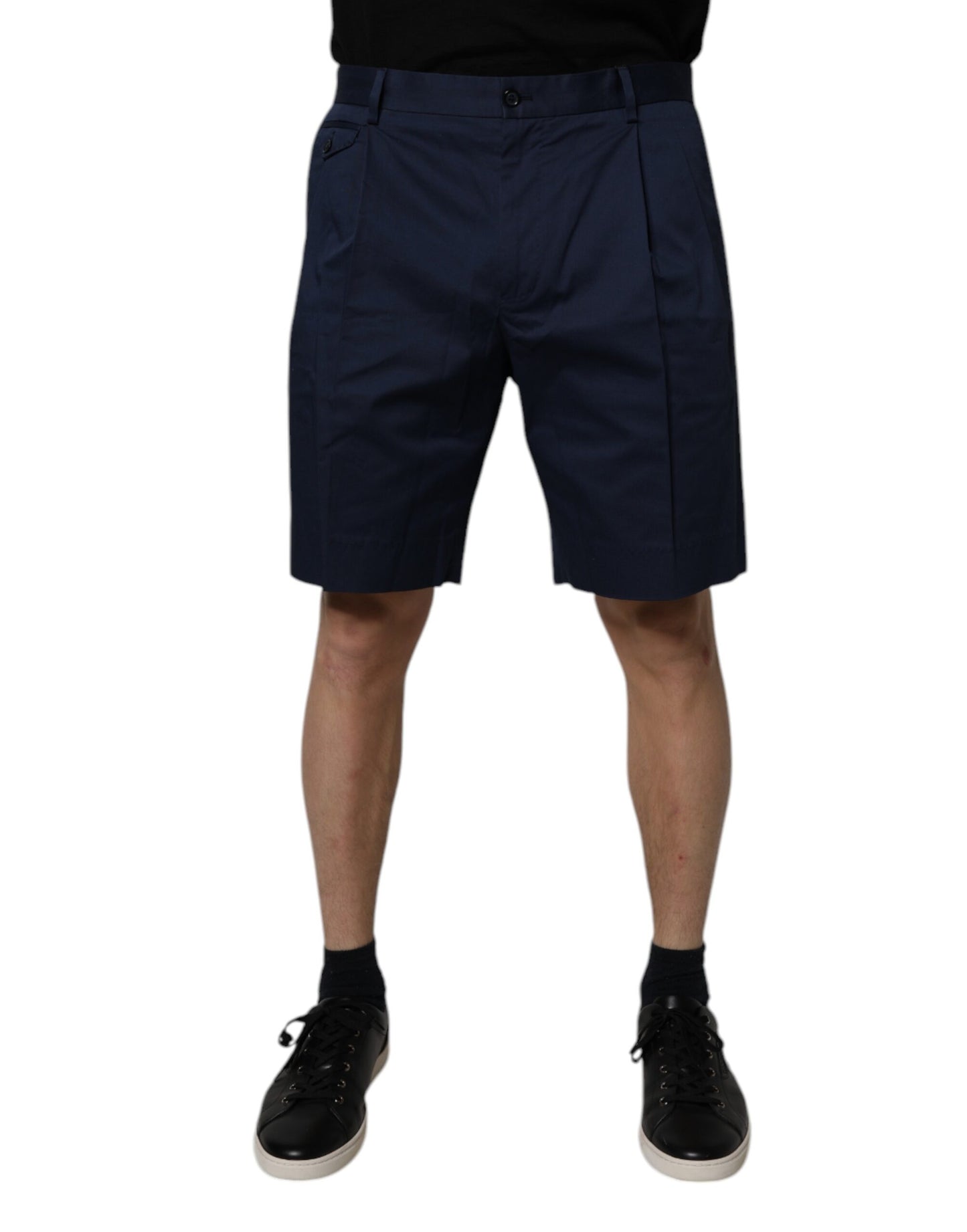 Dolce & Gabbana Dark Blue Cotton Mid Waist Men Bermuda Shorts