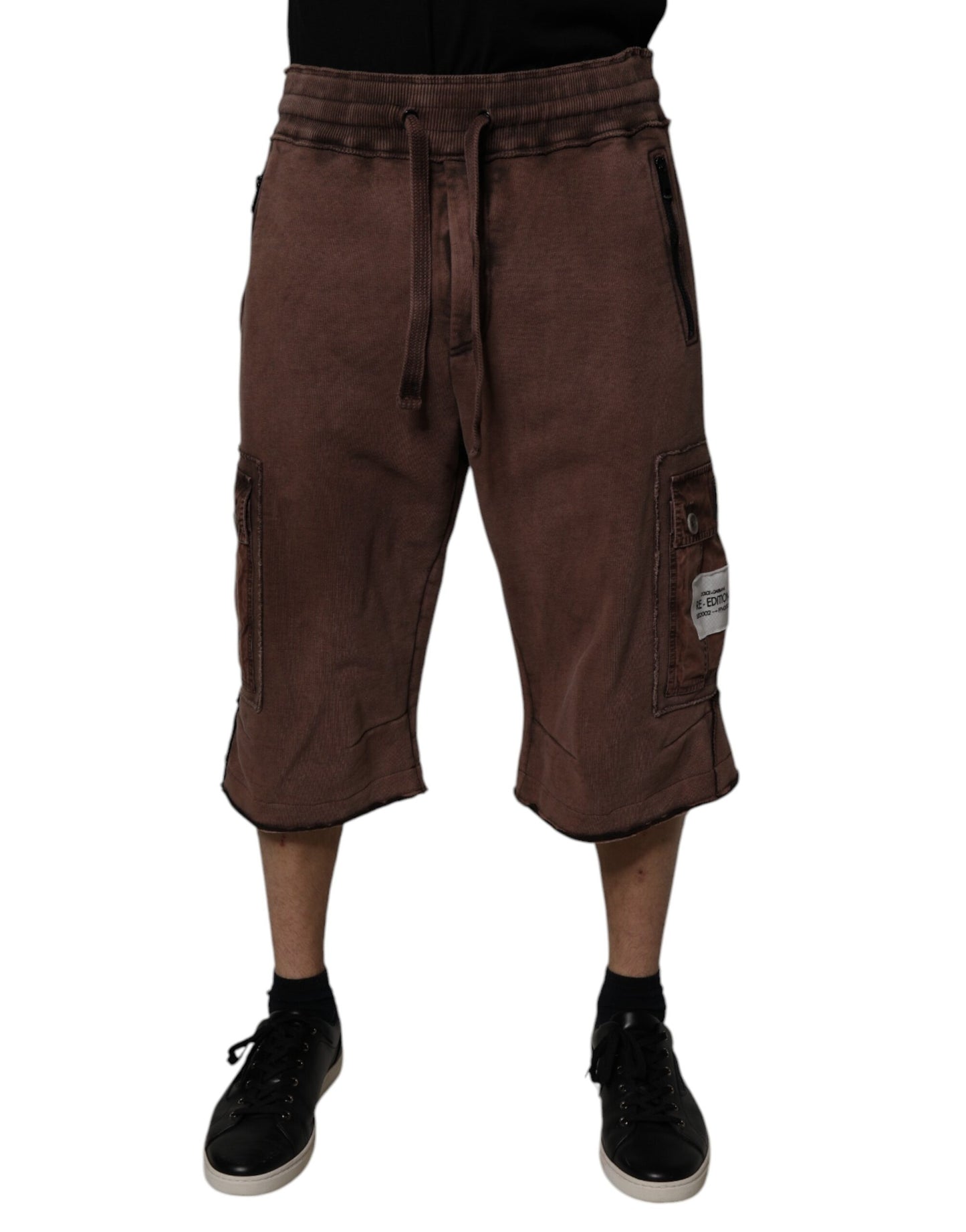Brown Cotton Cargo Bermuda Sweatshorts Shorts