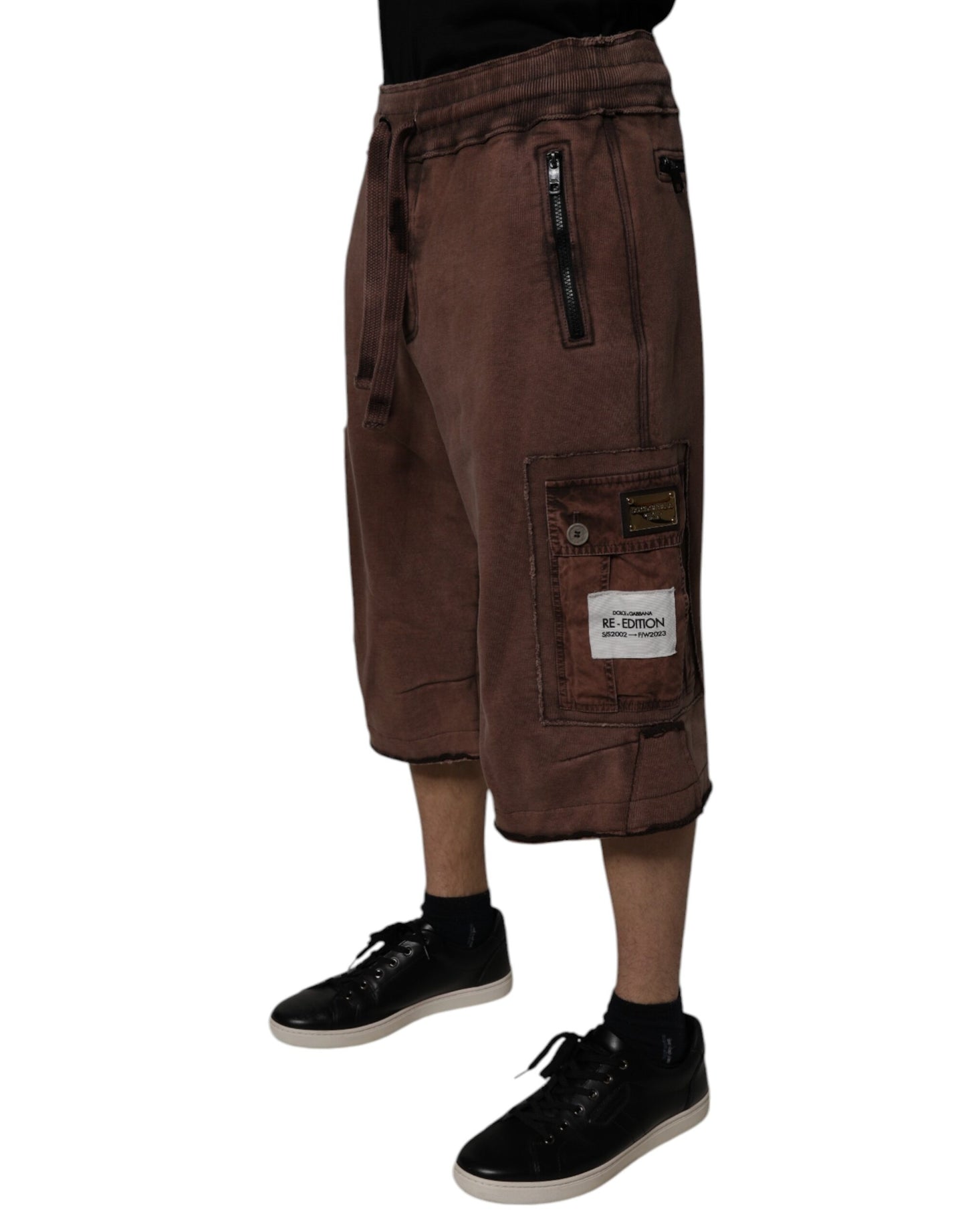 Brown Cotton Cargo Bermuda Sweatshorts Shorts