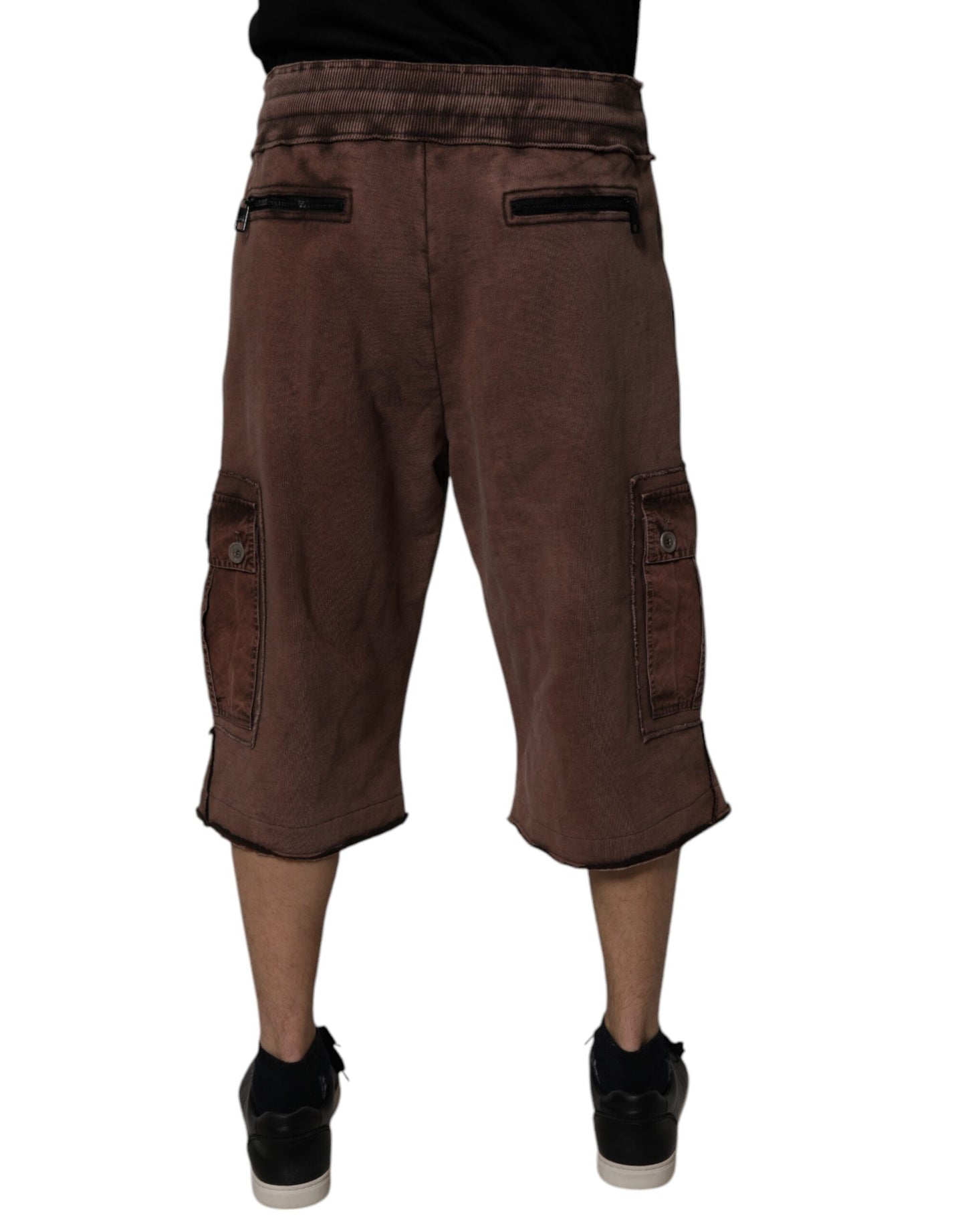 Brown Cotton Cargo Bermuda Sweatshorts Shorts