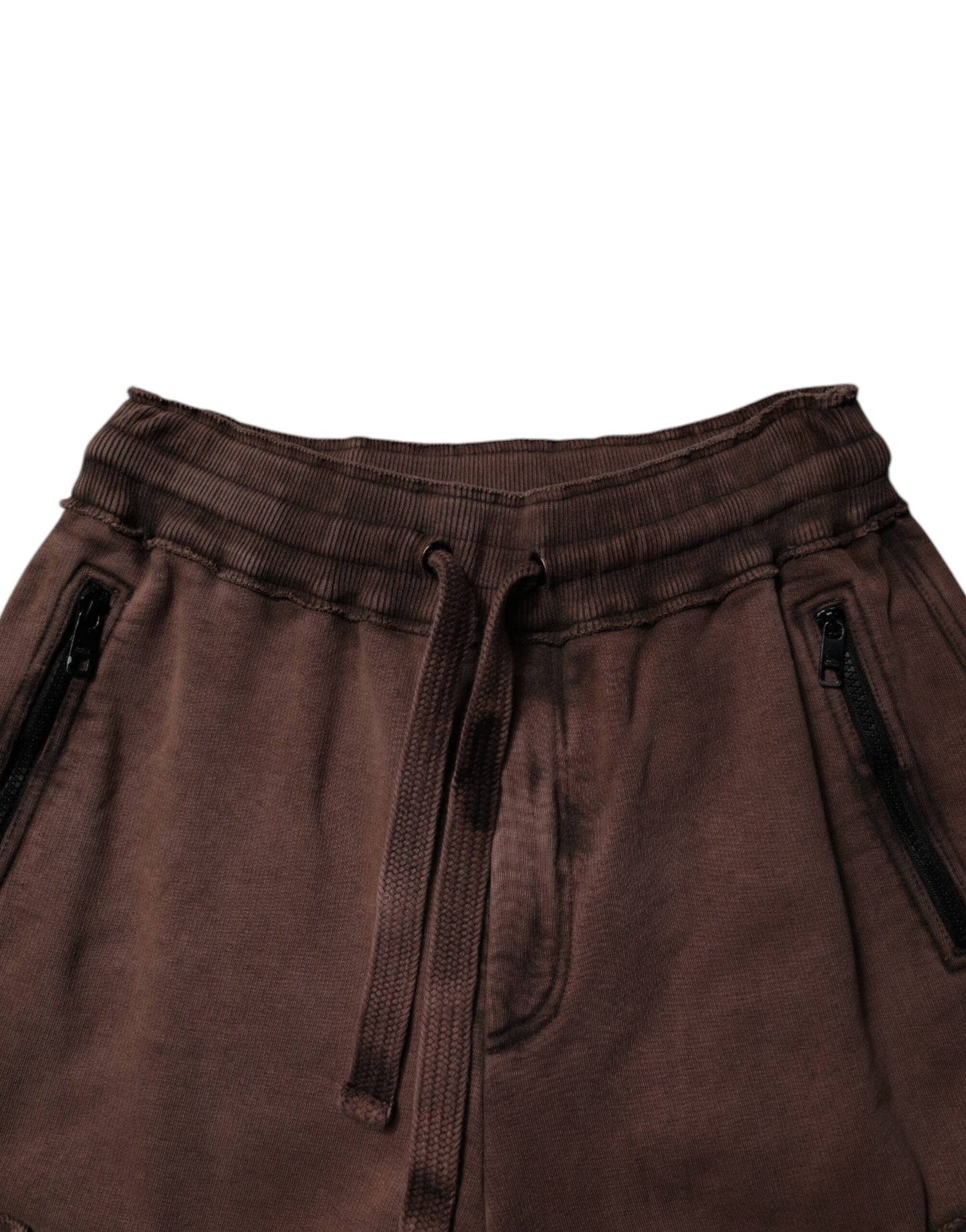 Brown Cotton Cargo Bermuda Sweatshorts Shorts