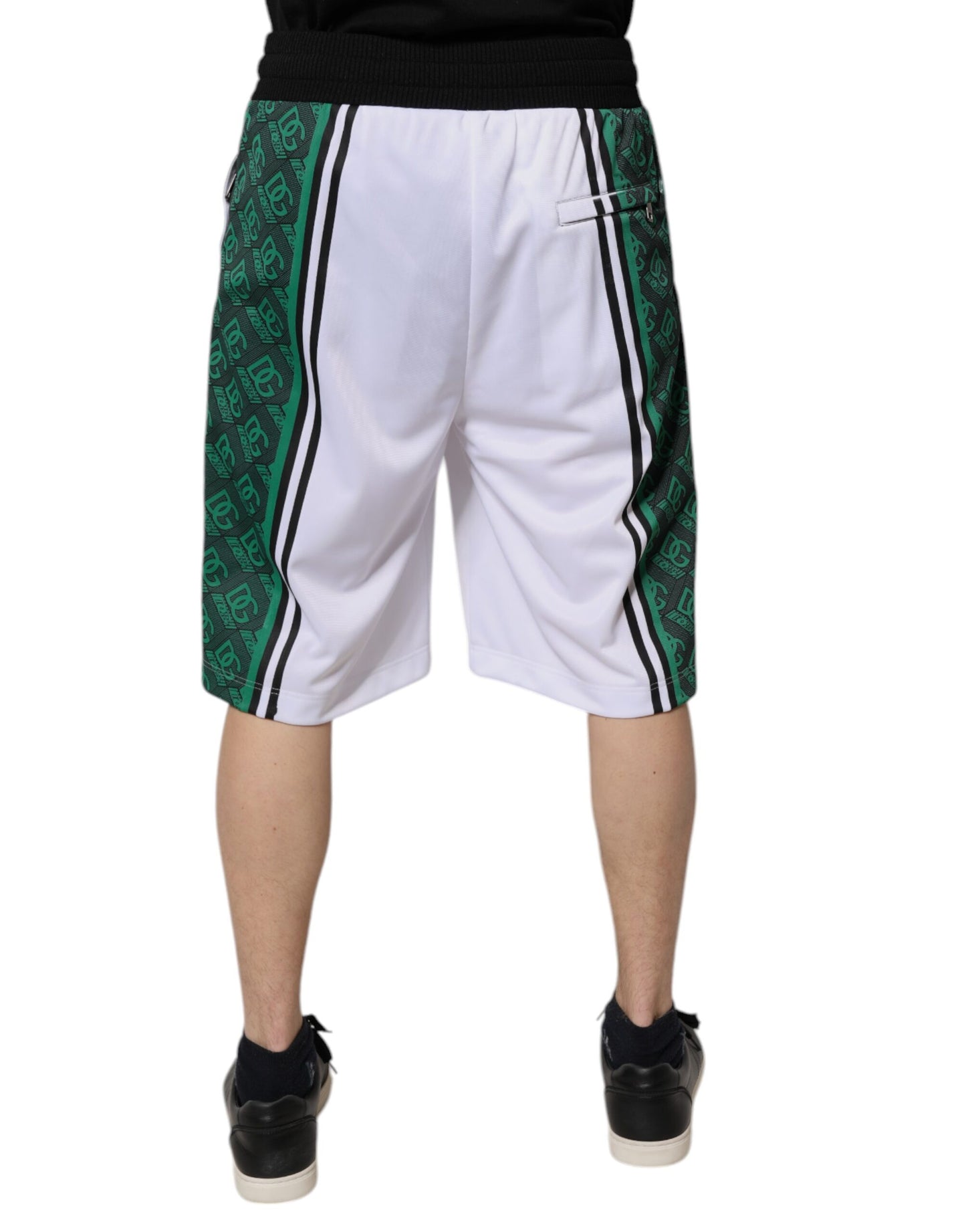 Dolce & Gabbana White Green Men Jersey Sweatshorts Shorts