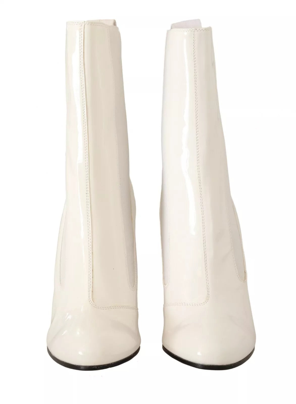 GCDS White Leather Fabric Red Logo Heel Ankle Boots Shoes