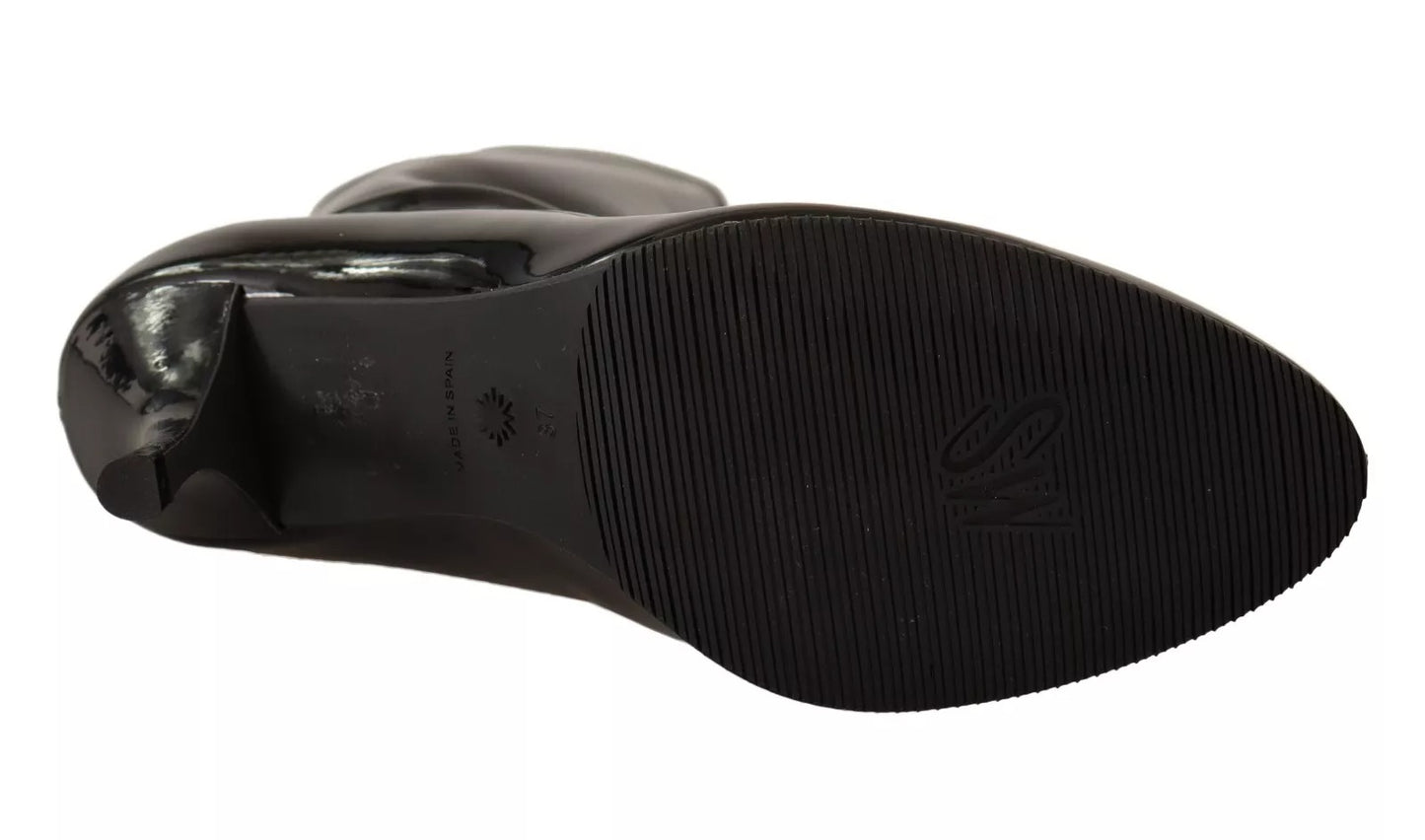 Stuart Weitzman Black Patent Leather High Heels Boots Shoes