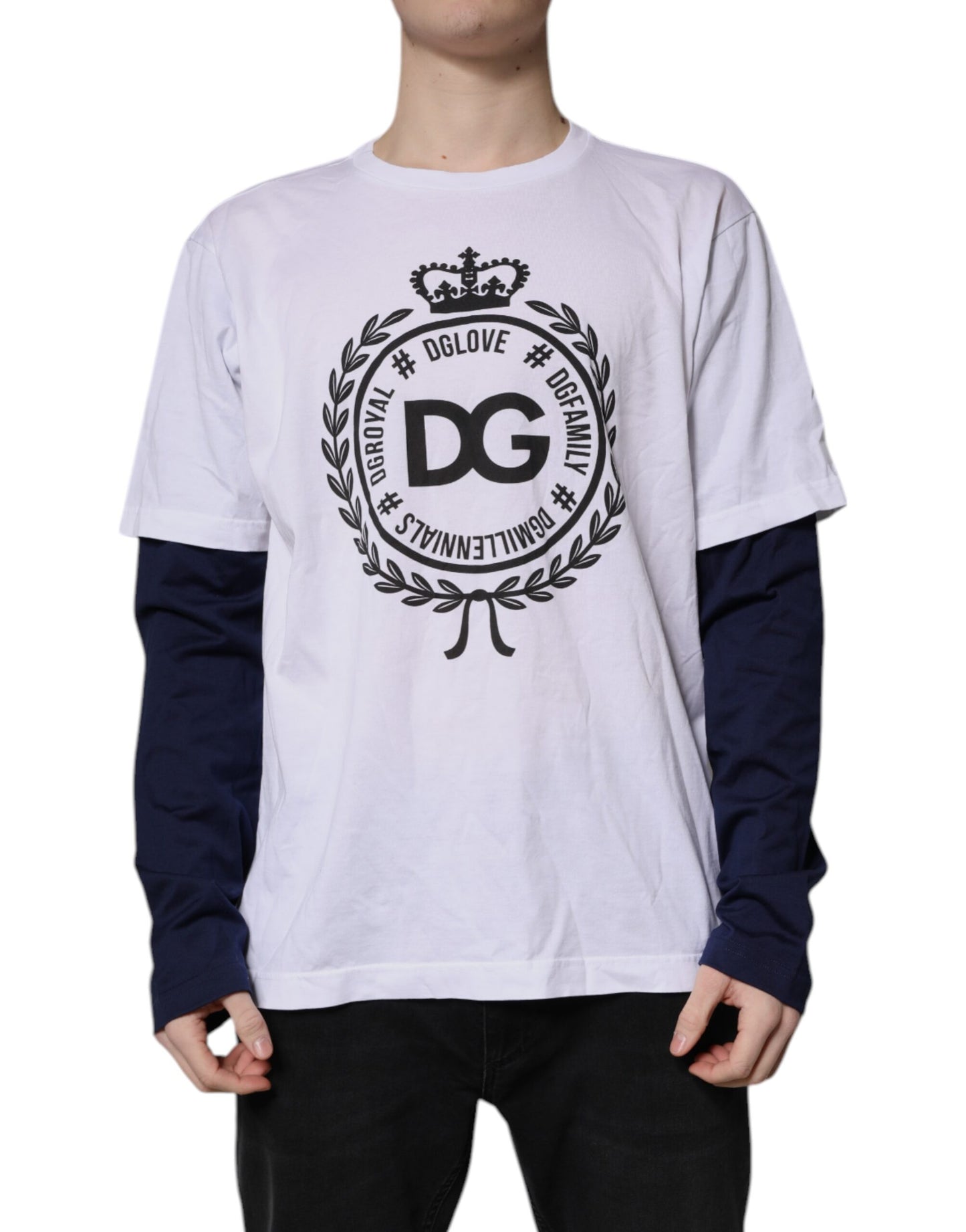 White Graphic Print Cotton Crew Neck T-shirt