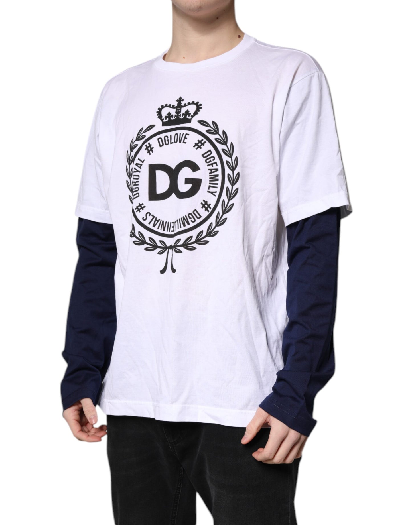 White Graphic Print Cotton Crew Neck T-shirt