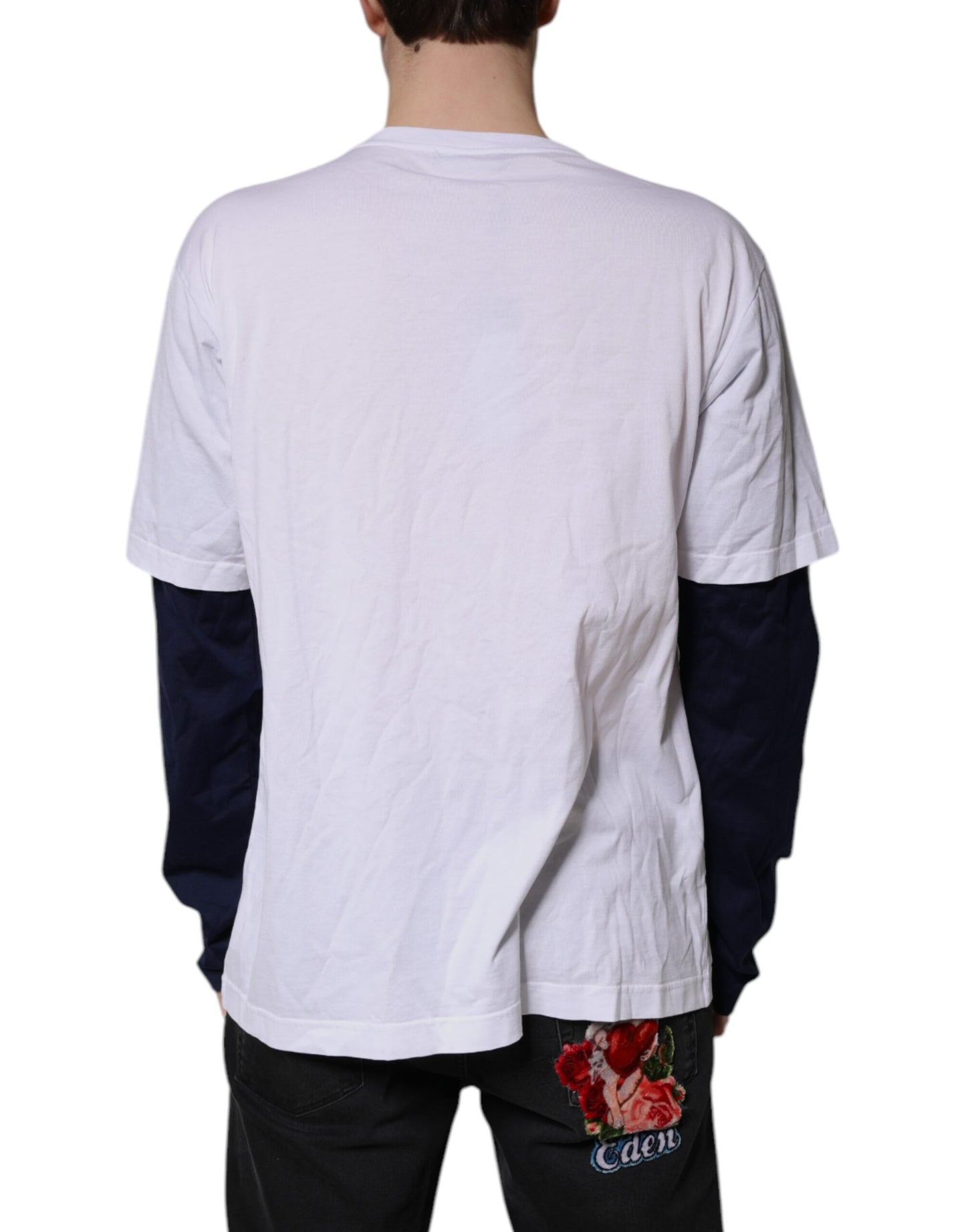 White Graphic Print Cotton Crew Neck T-shirt