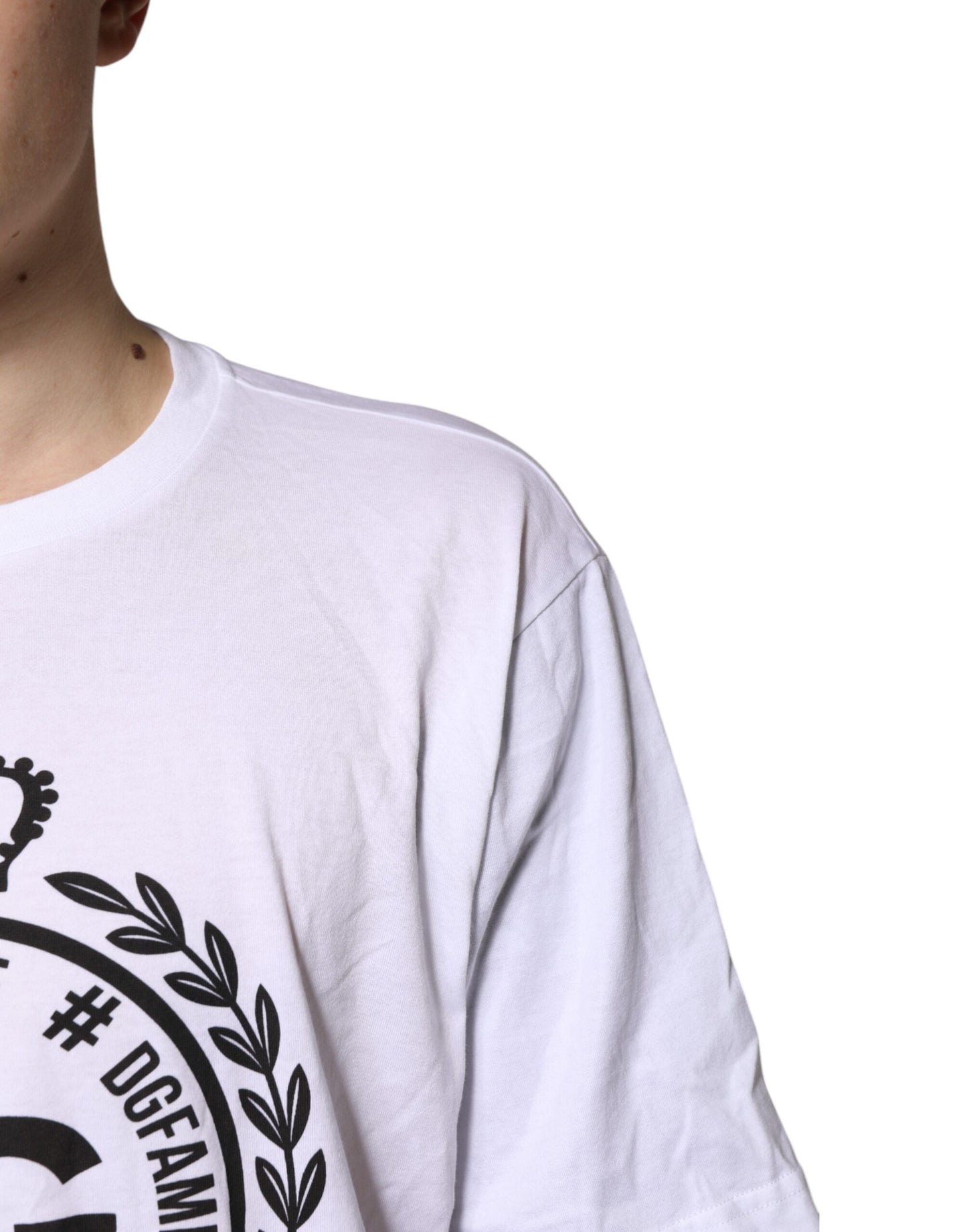 White Graphic Print Cotton Crew Neck T-shirt
