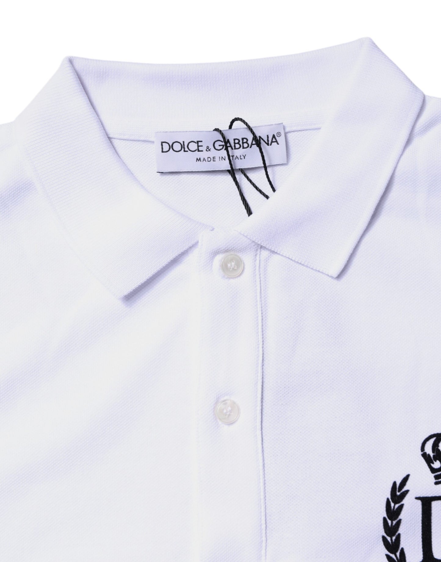 White Cotton Crown Collared Men Polo T-shirt