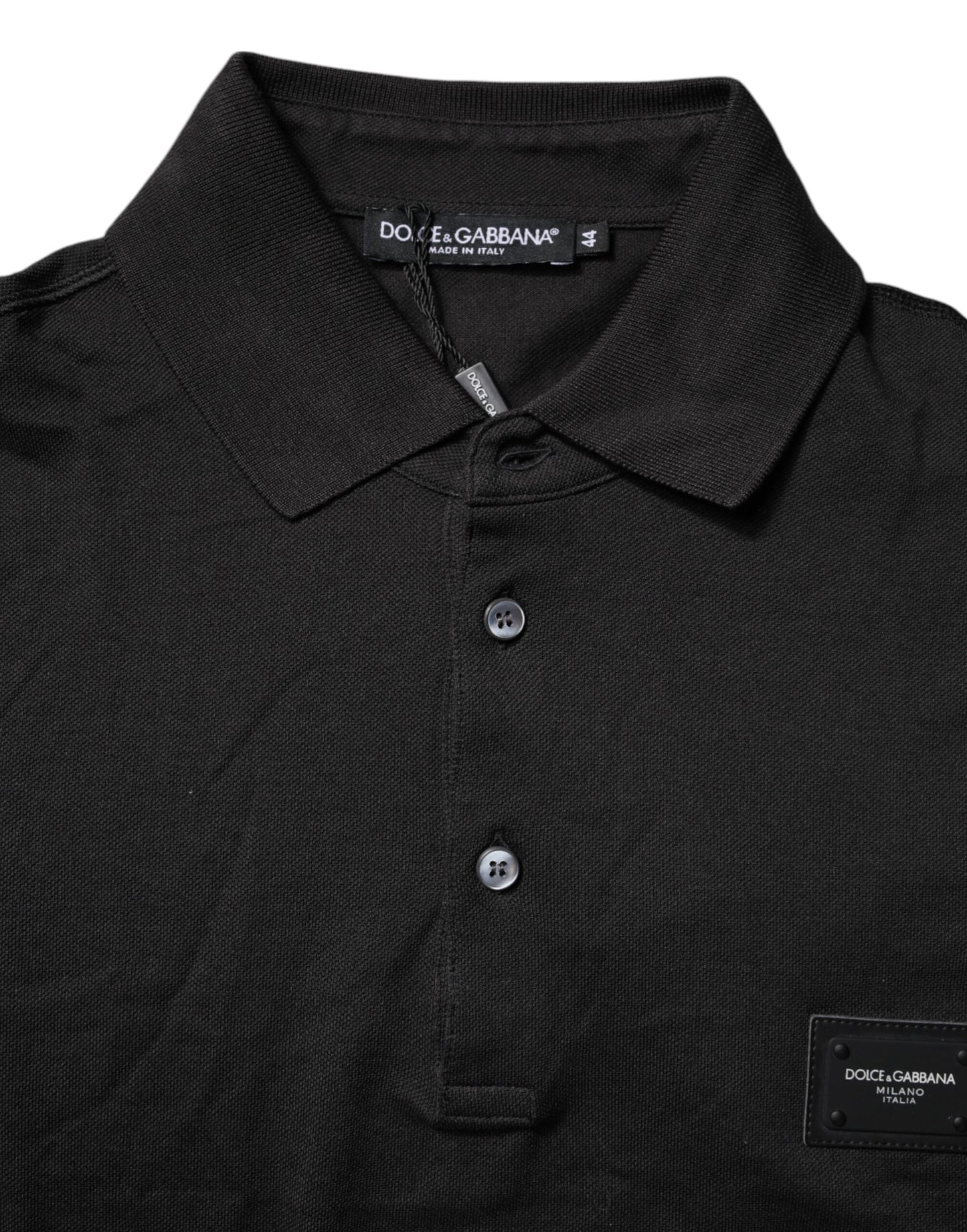 Dark Gray Logo Plaque Cotton Men Polo Shirt T-shirt