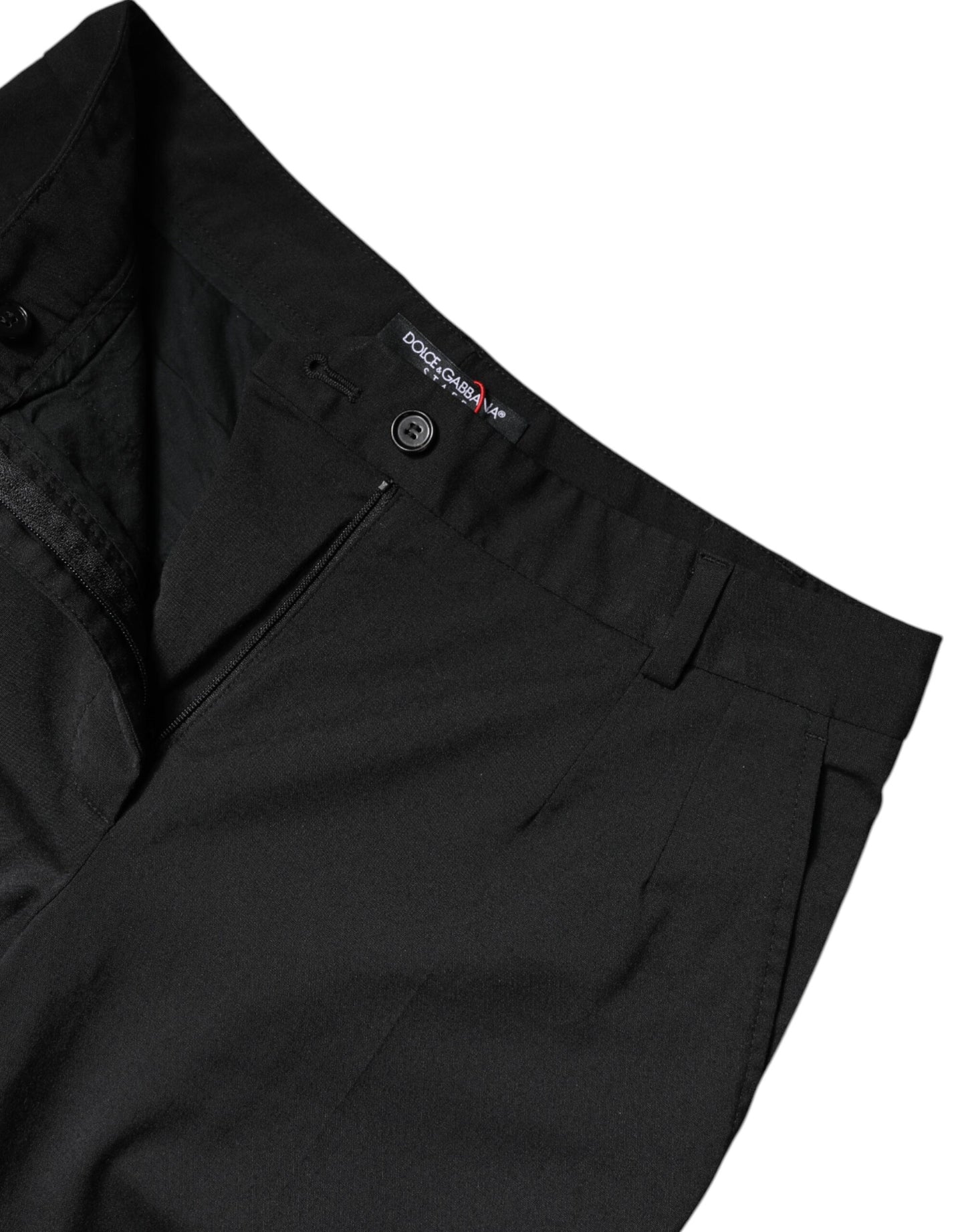 Dolce & Gabbana Black Polyester High Waist Slim Pants