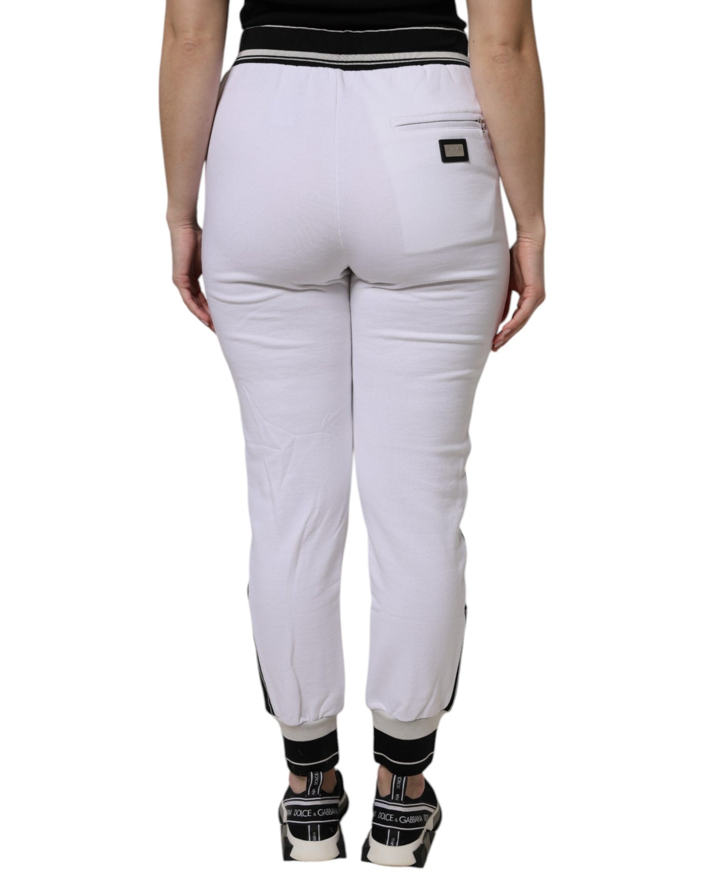 Dolce & Gabbana White Cotton Stretch Jogger Sweatpants Pants
