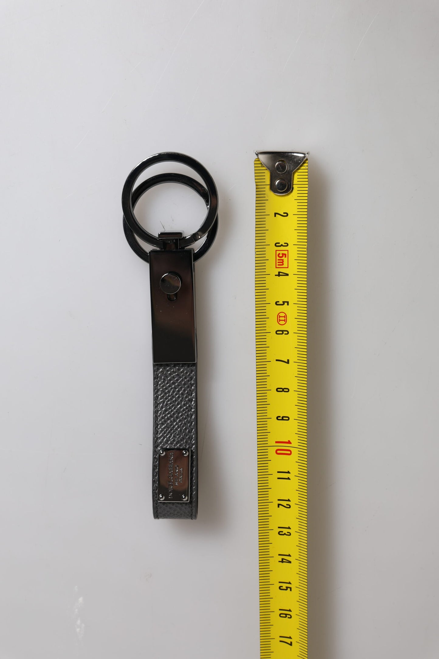 Dolce & Gabbana Brown Leather DG Plaque Double Keyring Holder Keychain