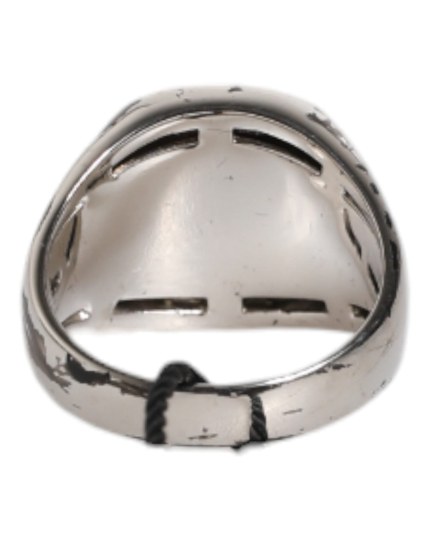 Dolce & Gabbana Silver Tone Engraved Two Color Real Brass Ring