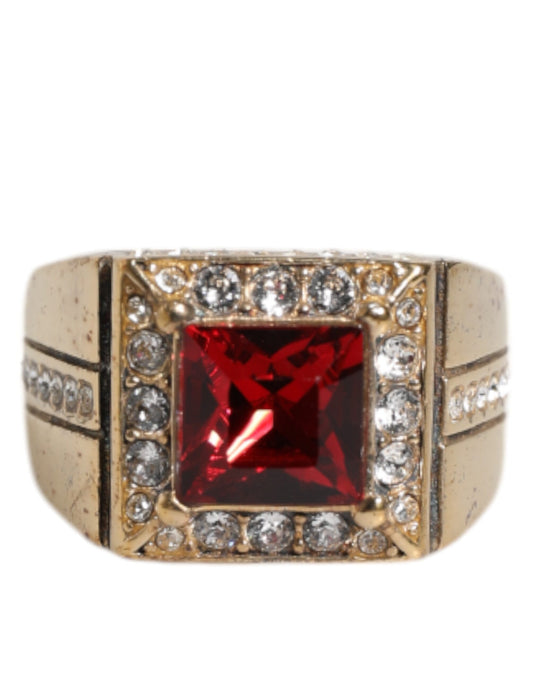 Dolce & Gabbana Gold Tone Sterling Silver 925 Crystals Ring