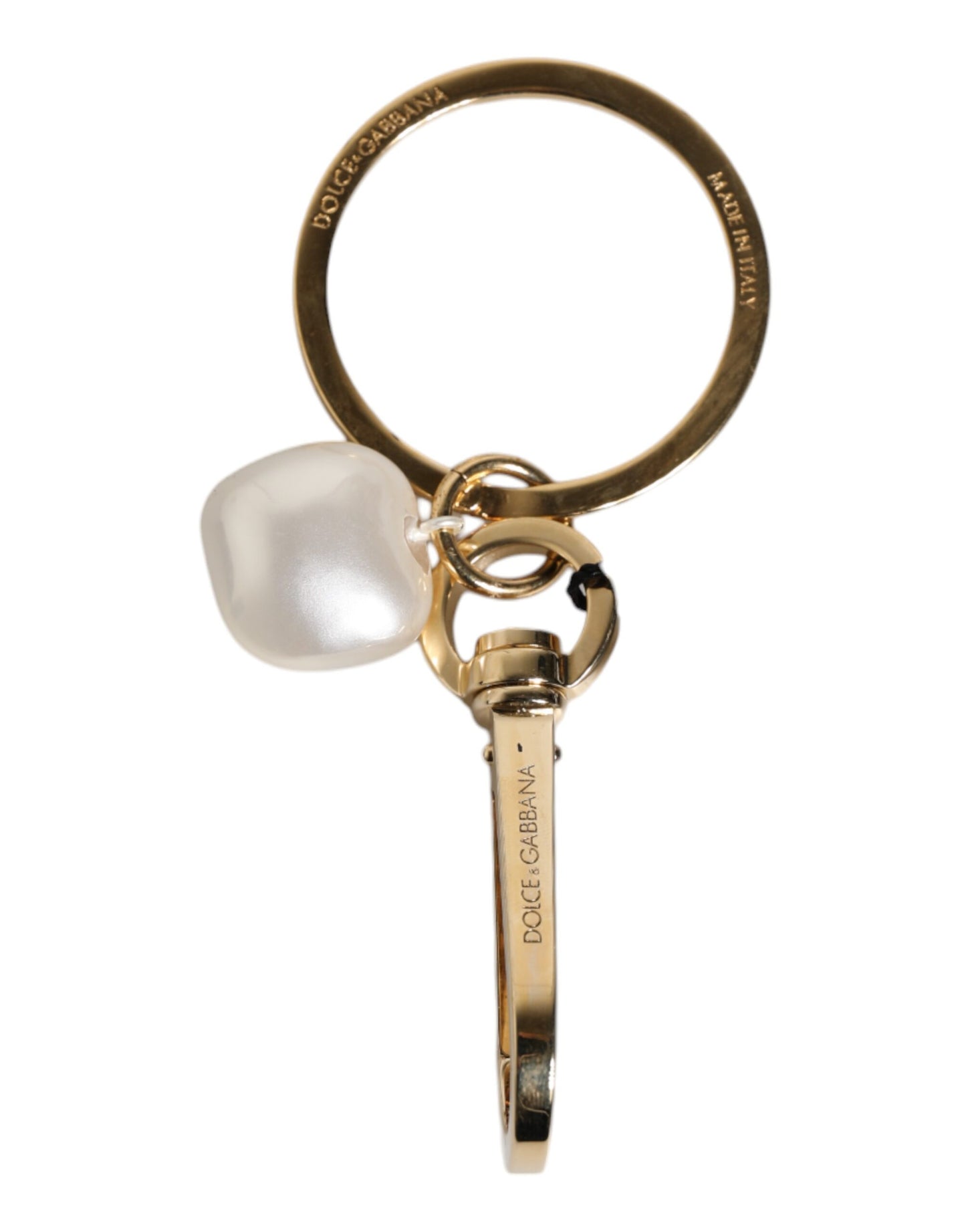 Chic Gold Brass Faux Pearl Letter Charm Keyring Keychain
